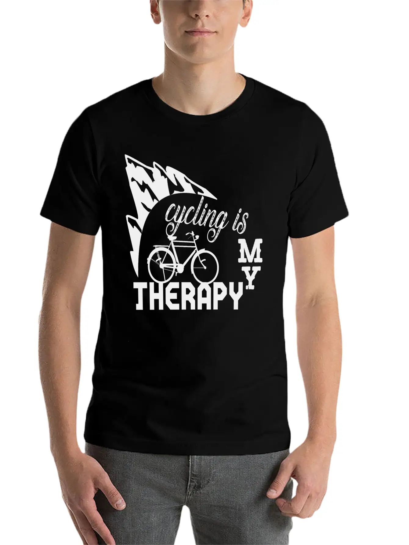 Cycling Is My Therapy Stylish Everyday T-Shirt – Unisex Basic Cotton Tee