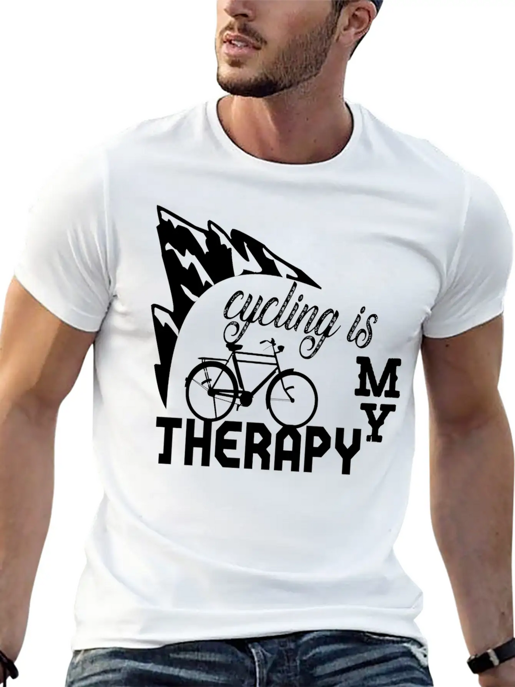 Cycling Is My Therapy Stylish Everyday T-Shirt – Unisex Basic Cotton Tee