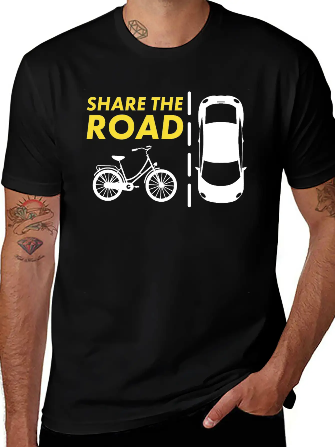 Cycling - Share The Road Mountain Bike - Awareness Essential Cotton Tee For Daily Outfits – Unisex Style