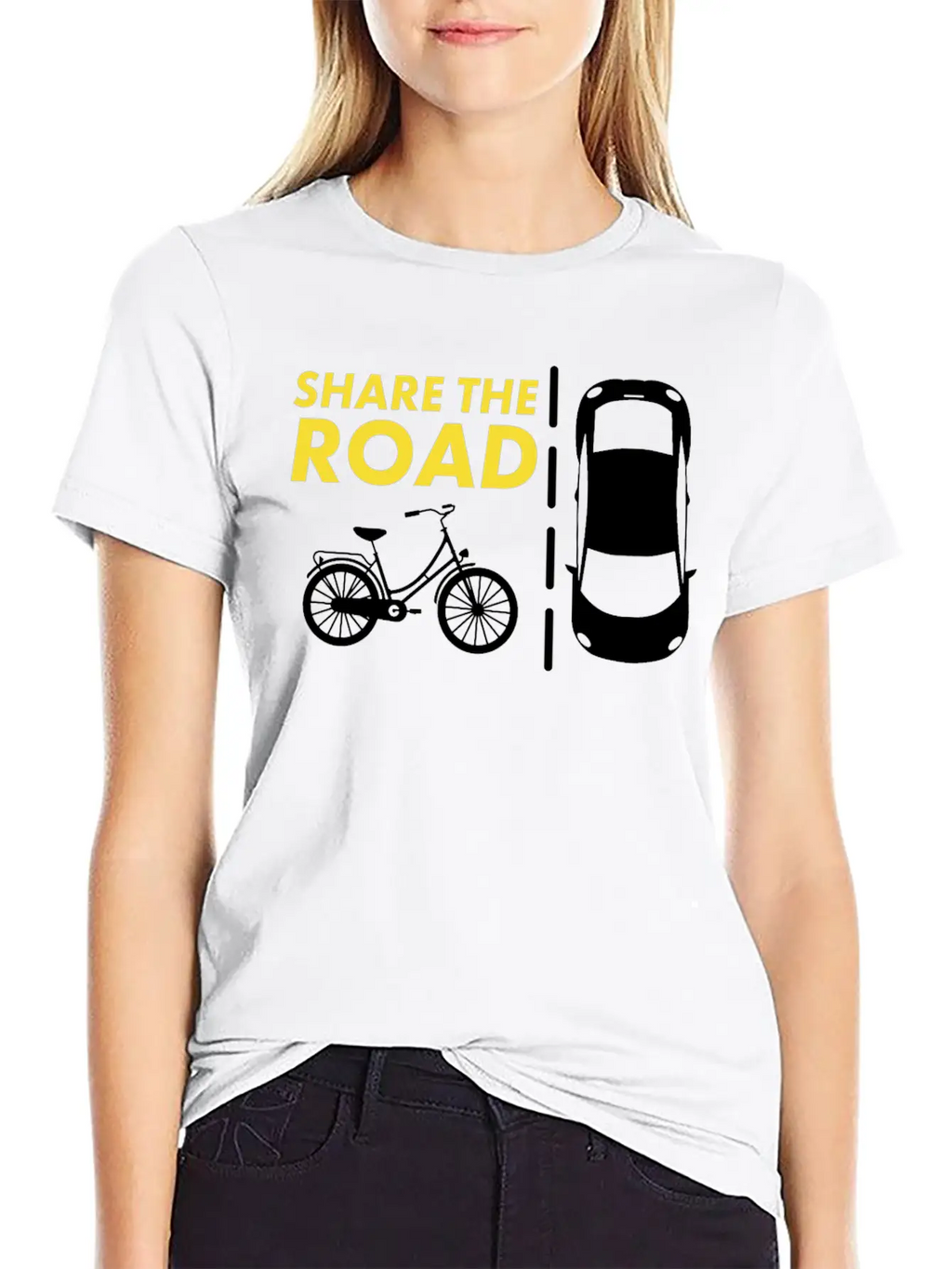 Cycling - Share The Road Mountain Bike - Awareness Essential Cotton Tee For Daily Outfits – Unisex Style