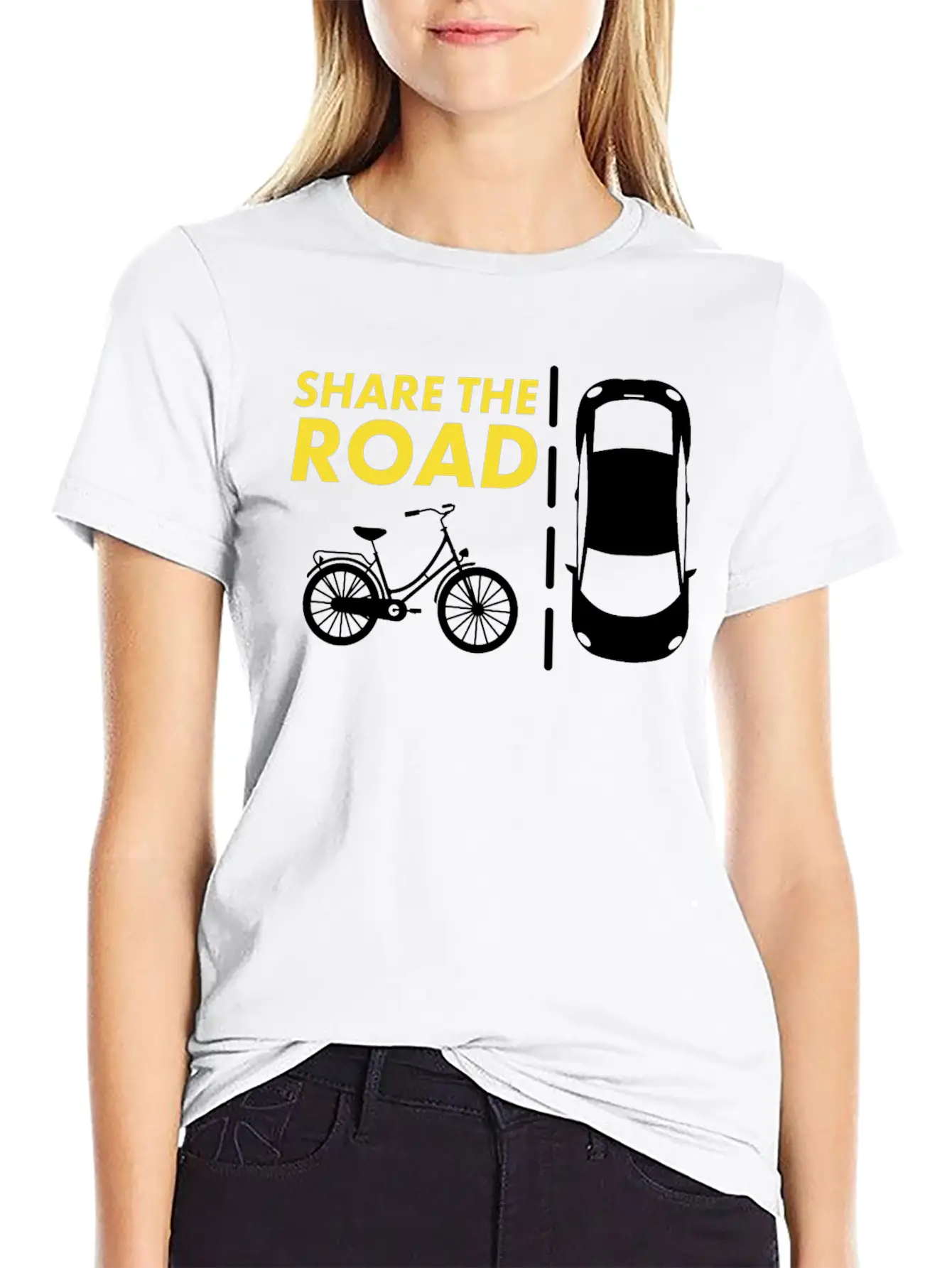 Cycling - Share The Road Mountain Bike - Awareness Essential Cotton Tee For Daily Outfits – Unisex Style