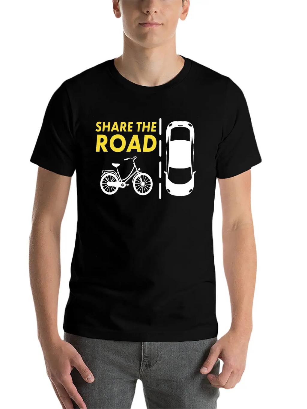 Cycling - Share The Road Mountain Bike - Awareness Essential Cotton Tee For Daily Outfits – Unisex Style