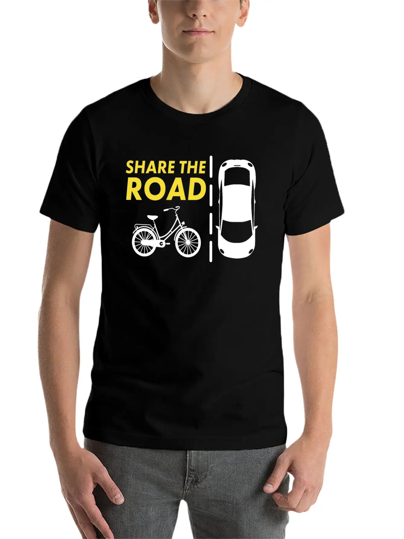 Cycling - Share The Road Mountain Bike - Awareness Essential Cotton Tee For Daily Outfits – Unisex Style