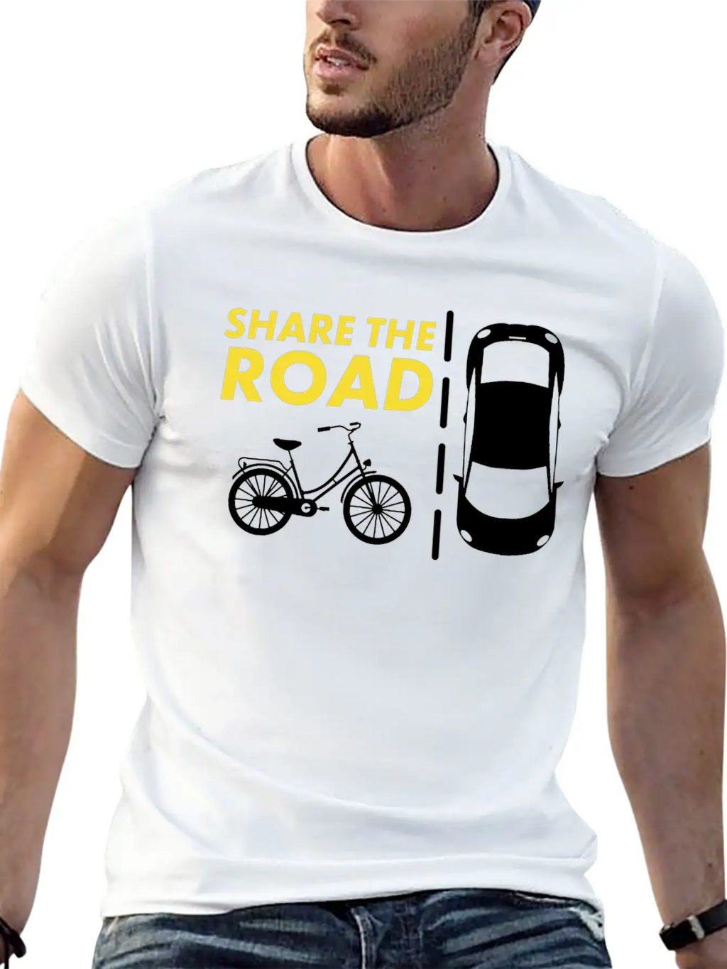 Cycling - Share The Road Mountain Bike - Awareness Essential Cotton Tee For Daily Outfits – Unisex Style