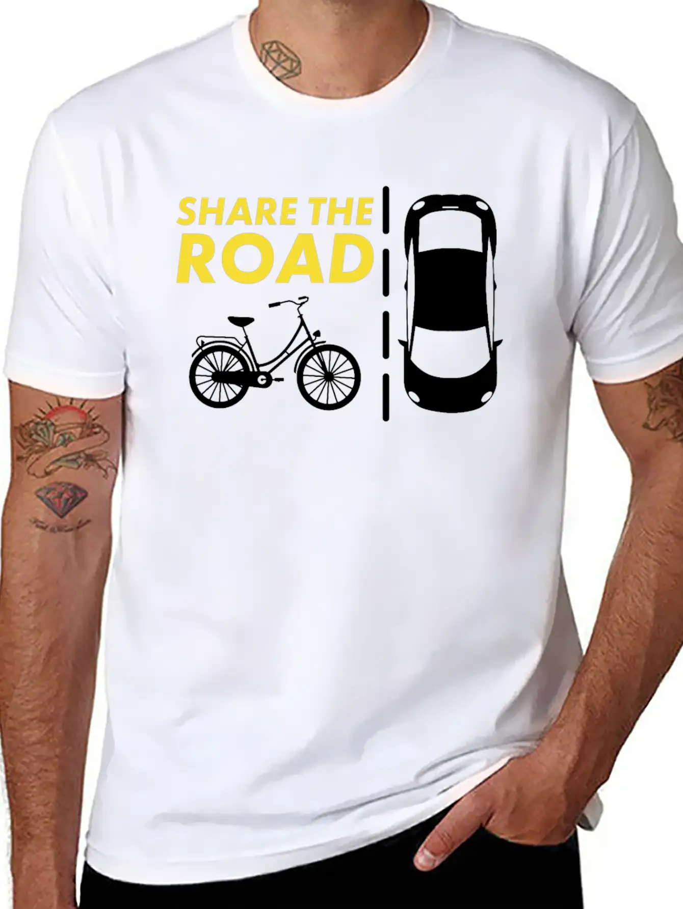 Cycling - Share The Road Mountain Bike - Awareness Essential Cotton Tee For Daily Outfits – Unisex Style