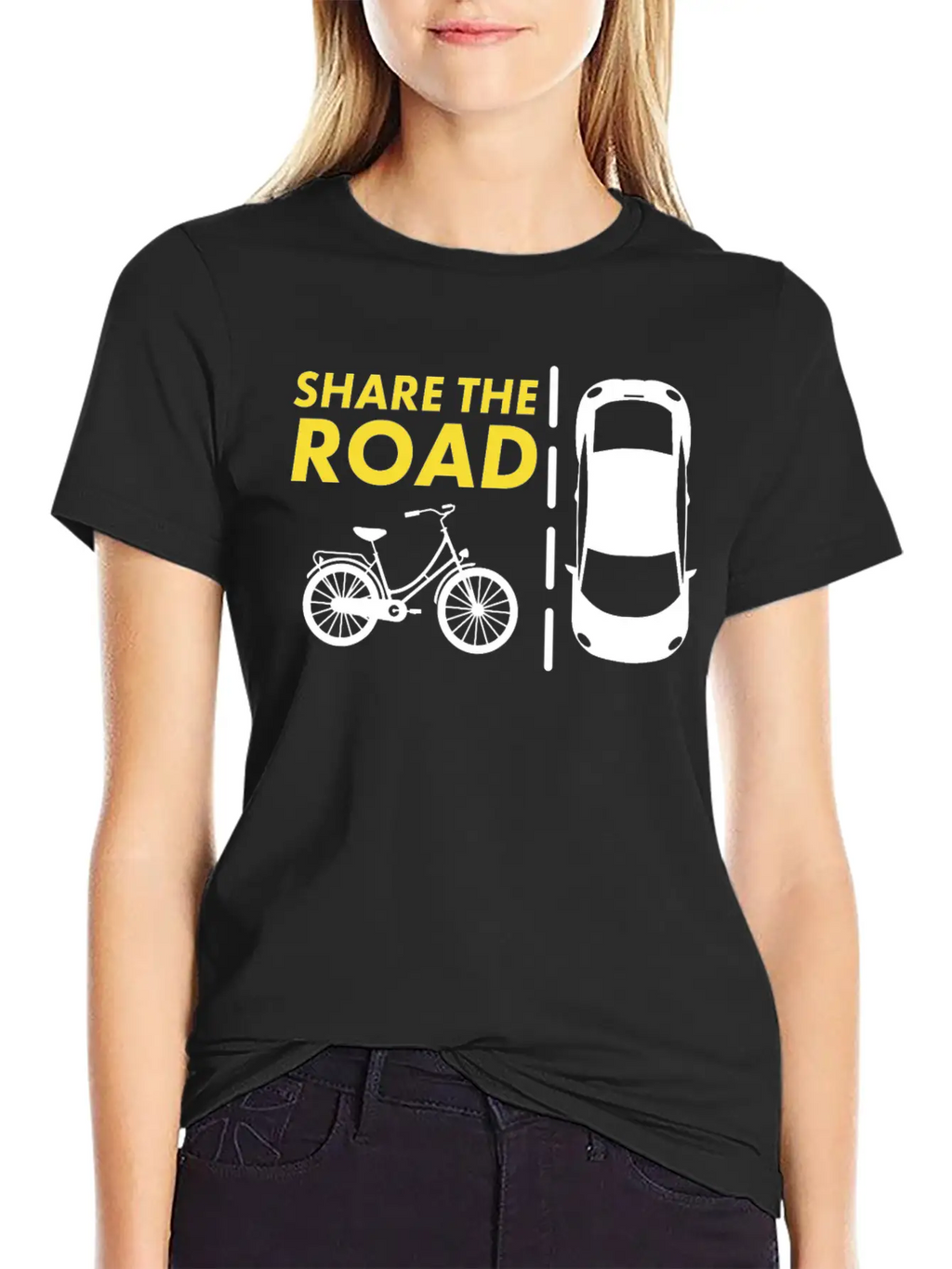 Cycling - Share The Road Mountain Bike - Awareness Essential Cotton Tee For Daily Outfits – Unisex Style