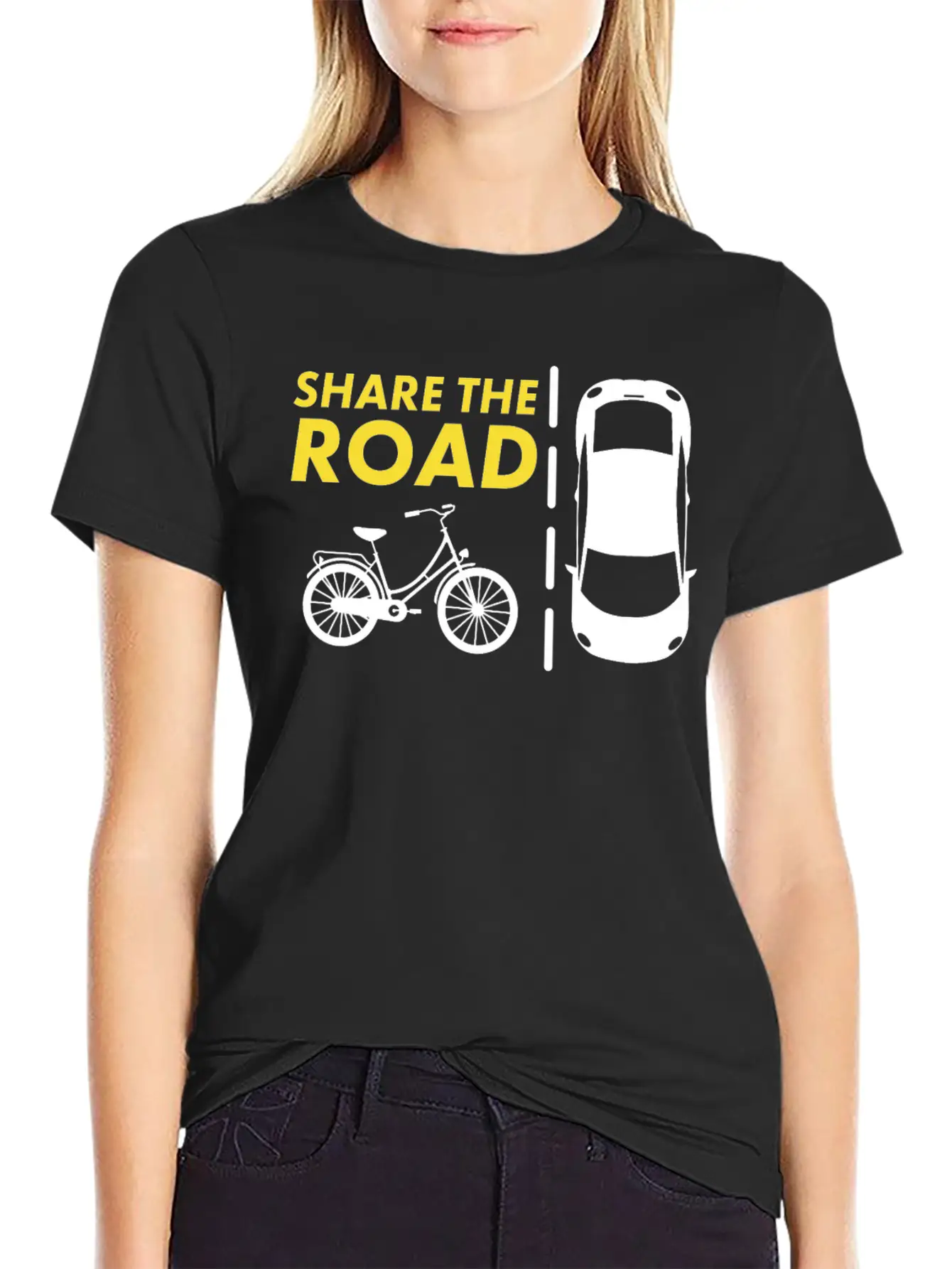 Cycling - Share The Road Mountain Bike - Awareness Essential Cotton Tee For Daily Outfits – Unisex Style