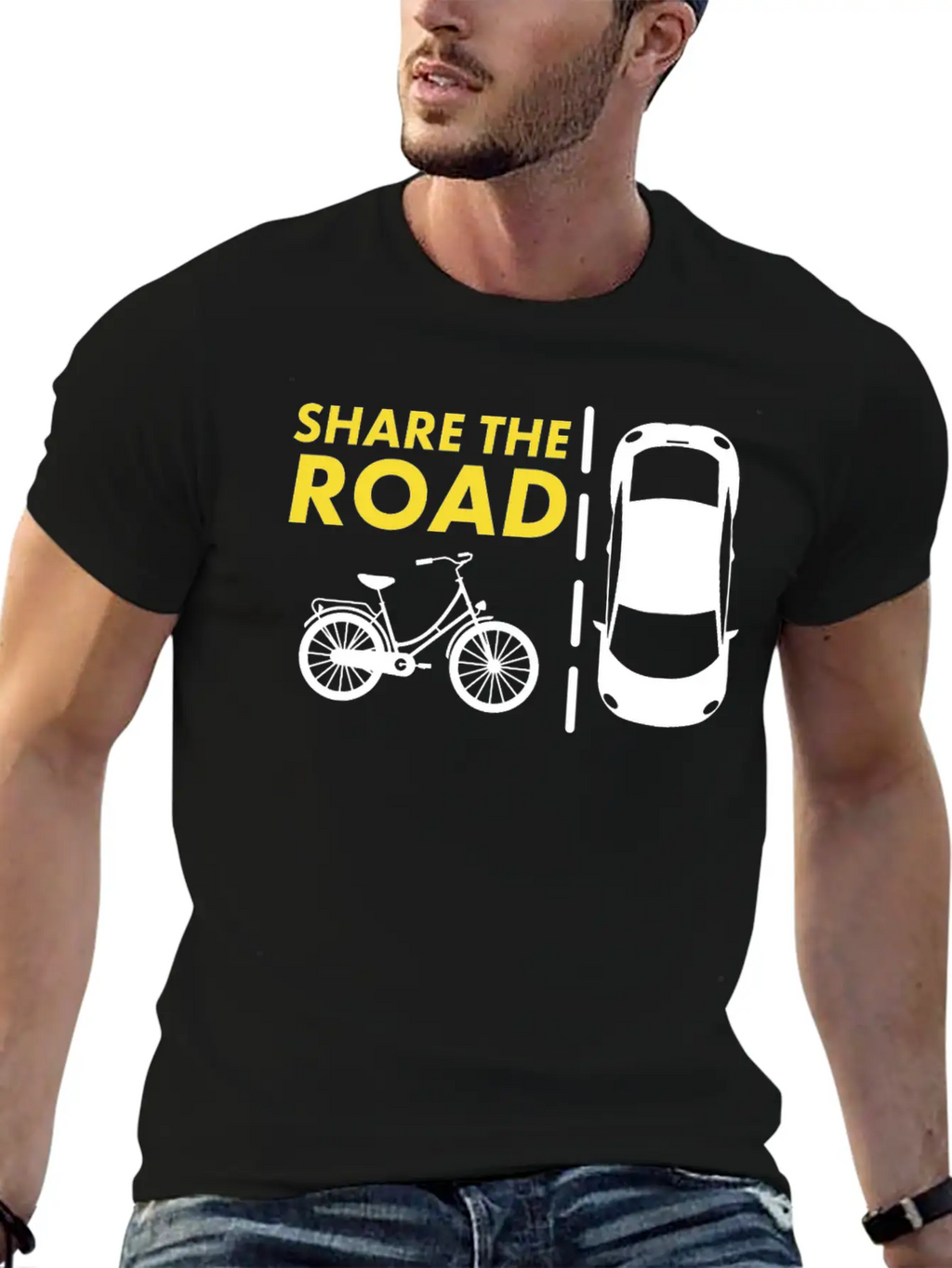 Cycling - Share The Road Mountain Bike - Awareness Essential Cotton Tee For Daily Outfits – Unisex Style