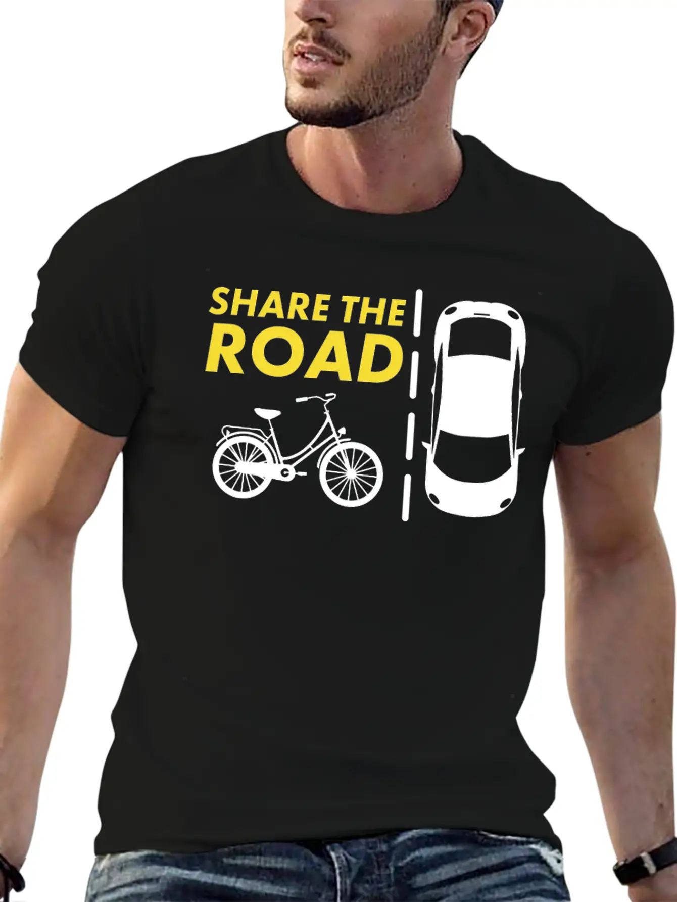 Cycling - Share The Road Mountain Bike - Awareness Essential Cotton Tee For Daily Outfits – Unisex Style