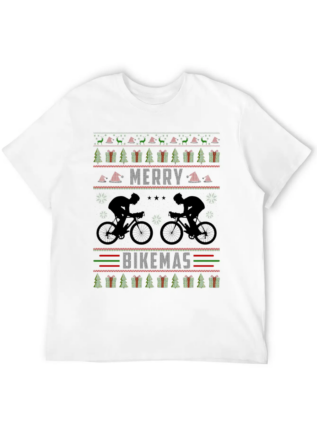 Cycling Ugly Christmas Sweater Unisex Short Sleeve Soft Cotton T-Shirt – Casual Everyday Wear