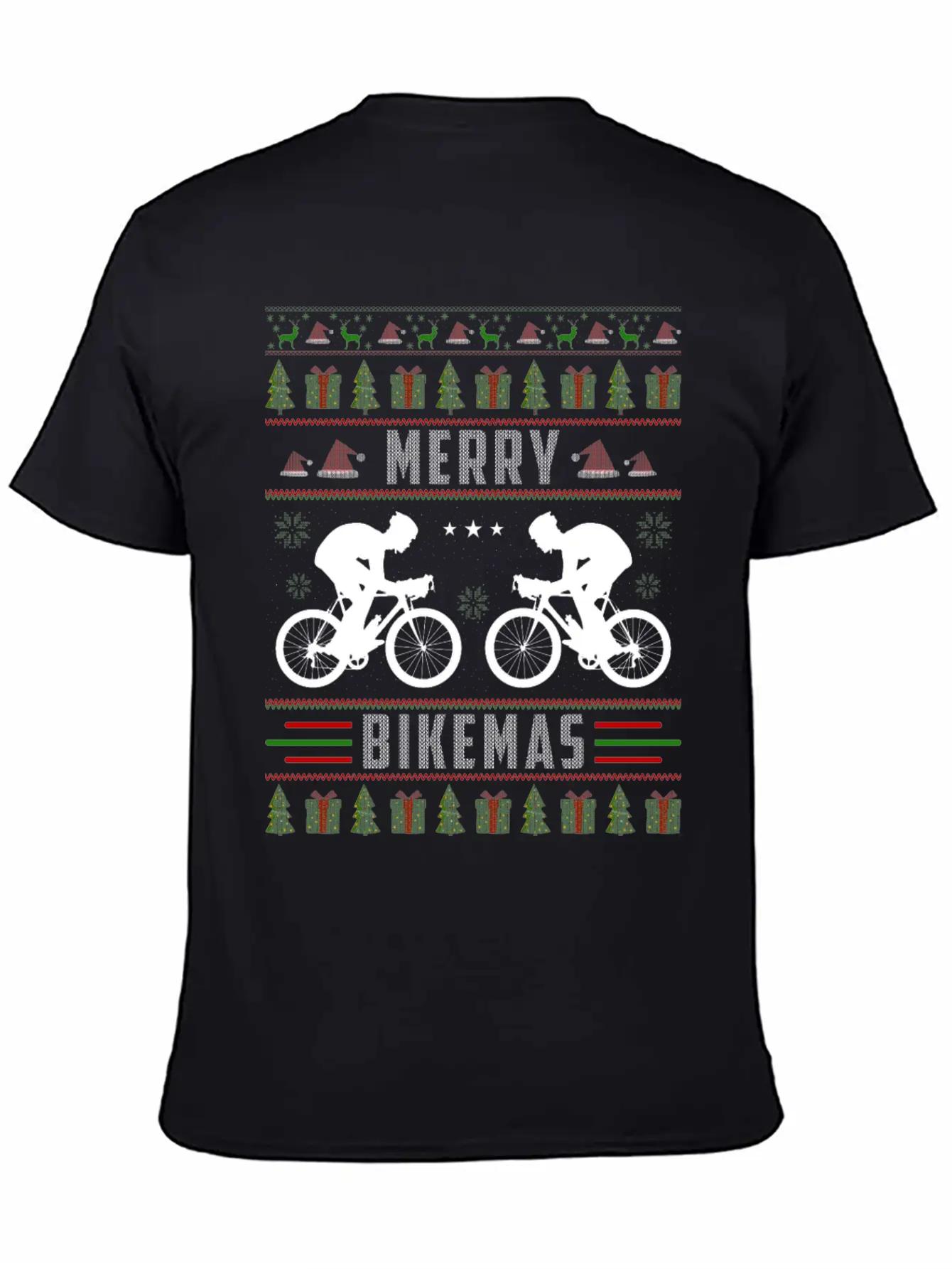 Cycling Ugly Christmas Sweater Unisex Short Sleeve Soft Cotton T-Shirt – Casual Everyday Wear