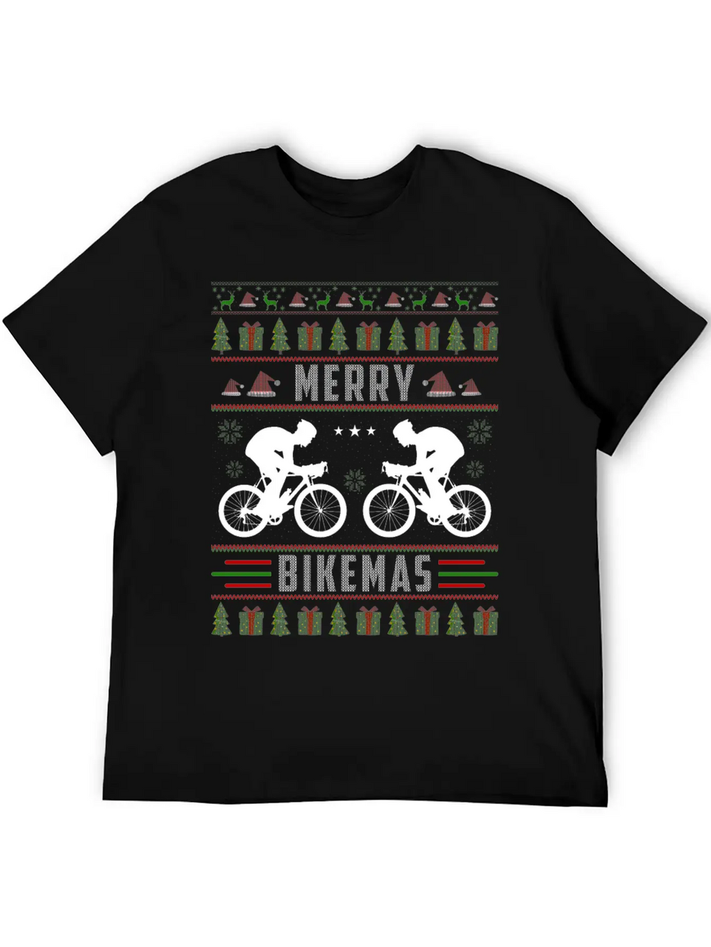 Cycling Ugly Christmas Sweater Unisex Short Sleeve Soft Cotton T-Shirt – Casual Everyday Wear