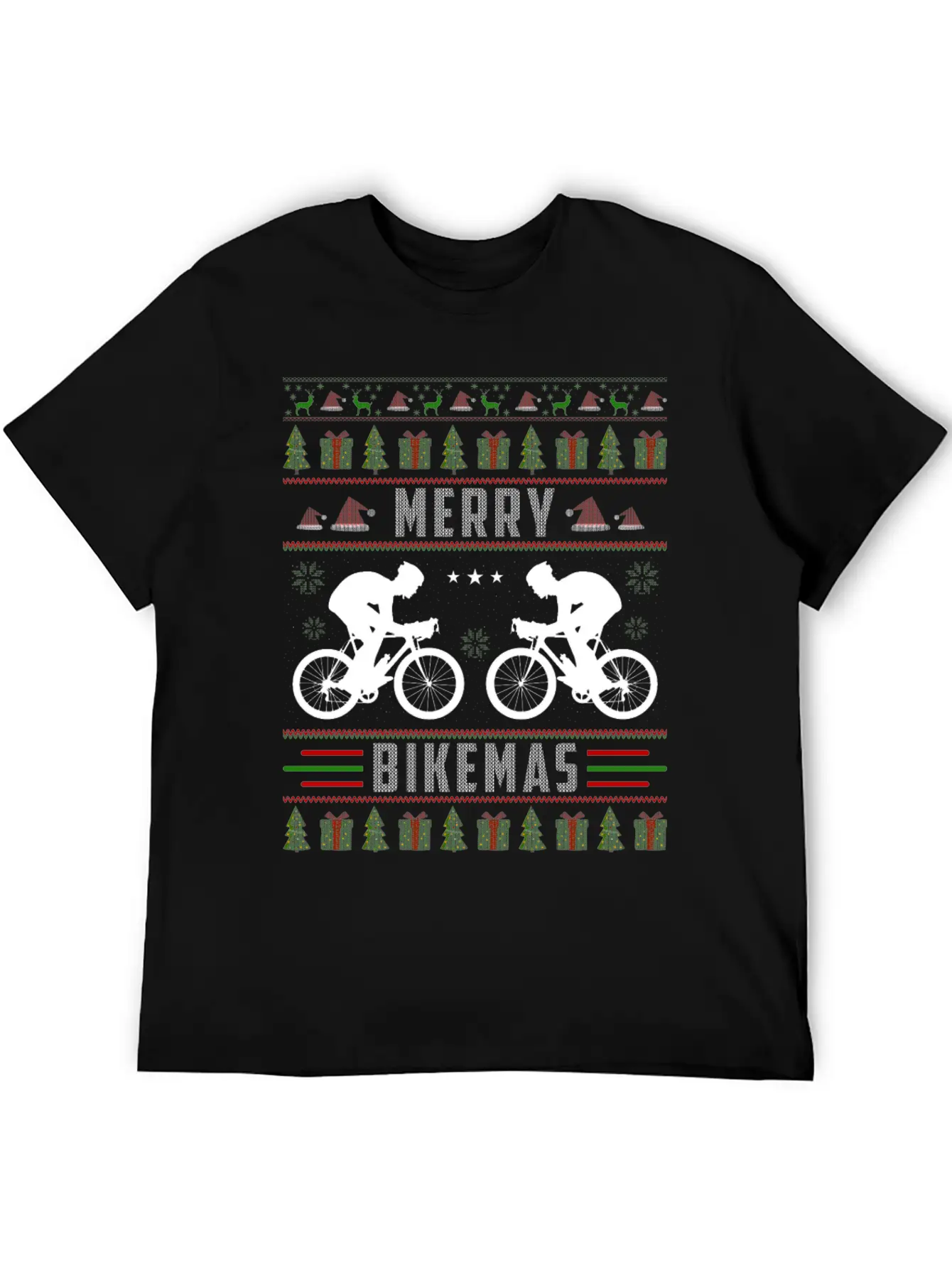 Cycling Ugly Christmas Sweater Unisex Short Sleeve Soft Cotton T-Shirt – Casual Everyday Wear
