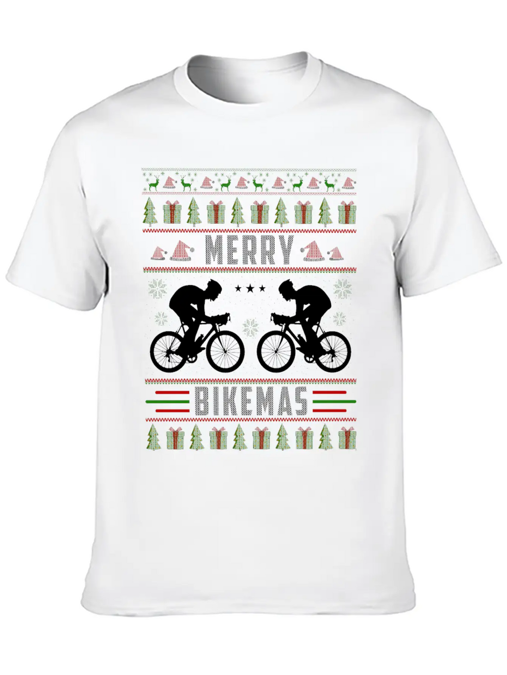 Cycling Ugly Christmas Sweater Unisex Short Sleeve Soft Cotton T-Shirt – Casual Everyday Wear