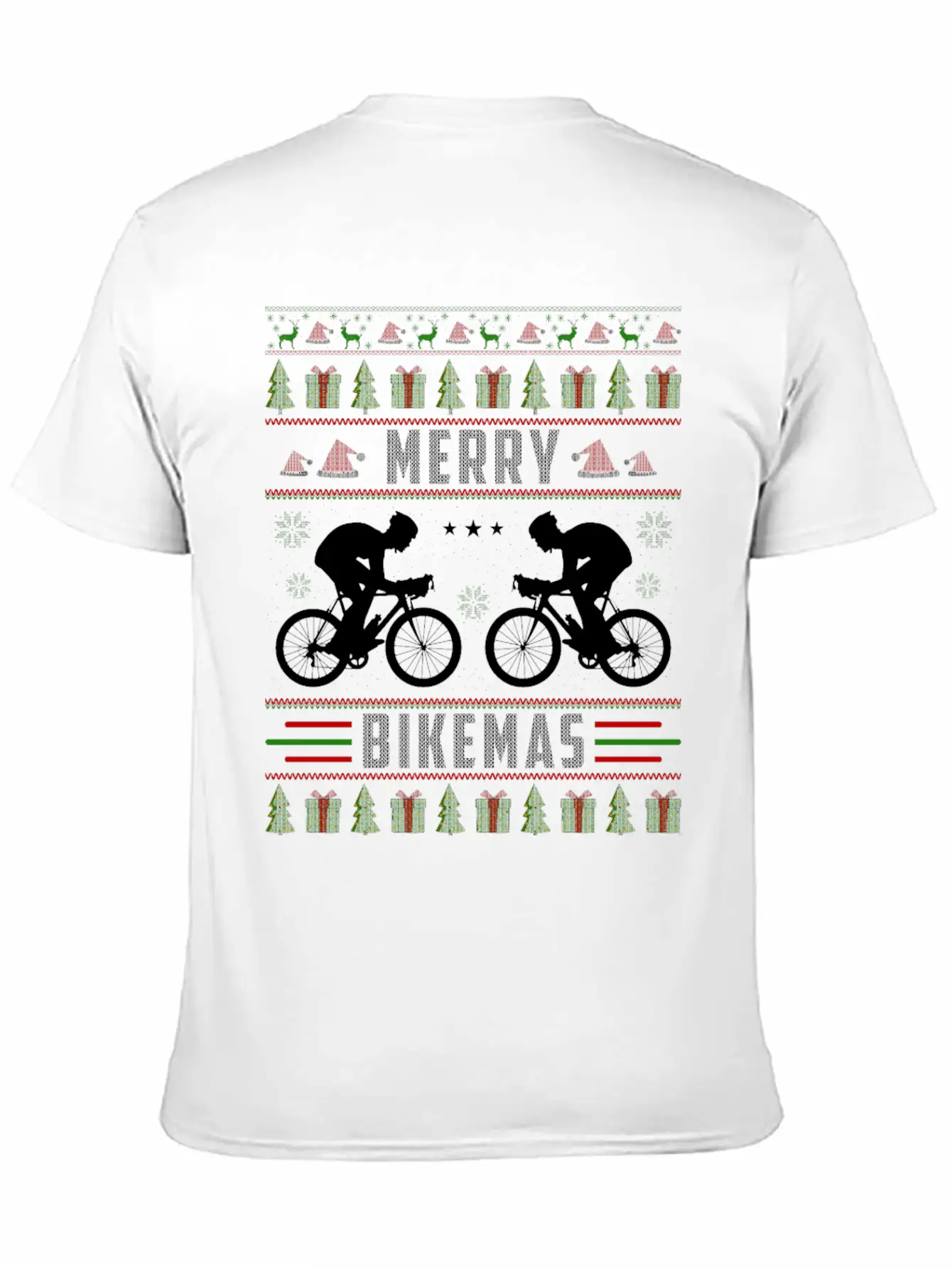 Cycling Ugly Christmas Sweater Unisex Short Sleeve Soft Cotton T-Shirt – Casual Everyday Wear