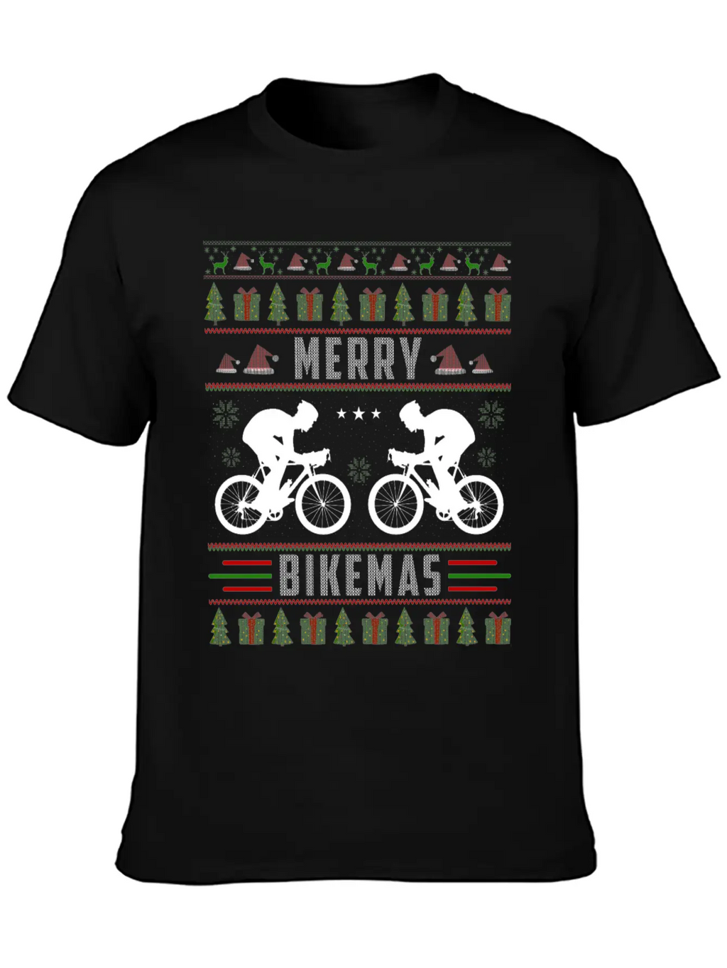 Cycling Ugly Christmas Sweater Unisex Short Sleeve Soft Cotton T-Shirt – Casual Everyday Wear