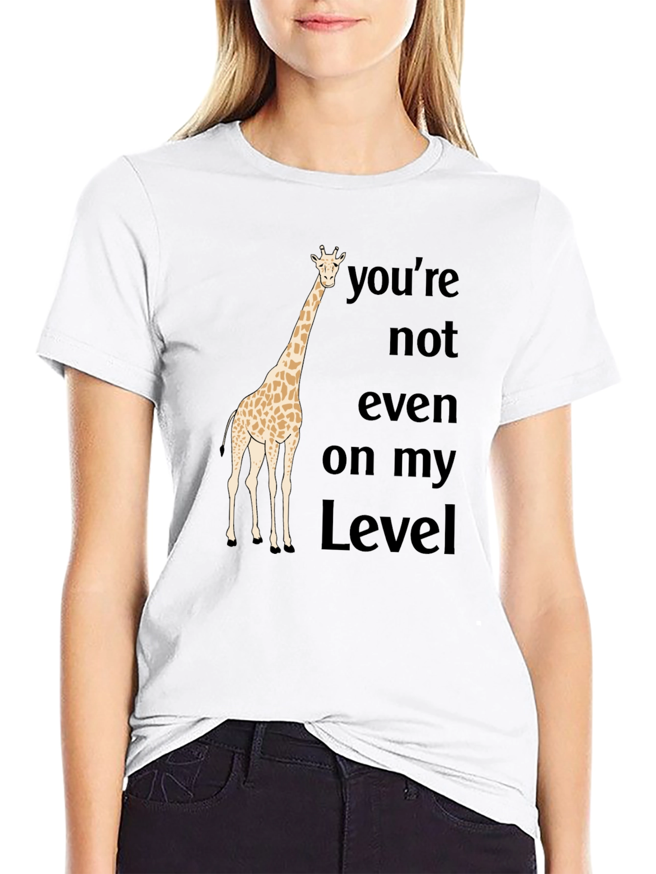 Funny Giraffe T-Shirt - Not On My Level Black Tee