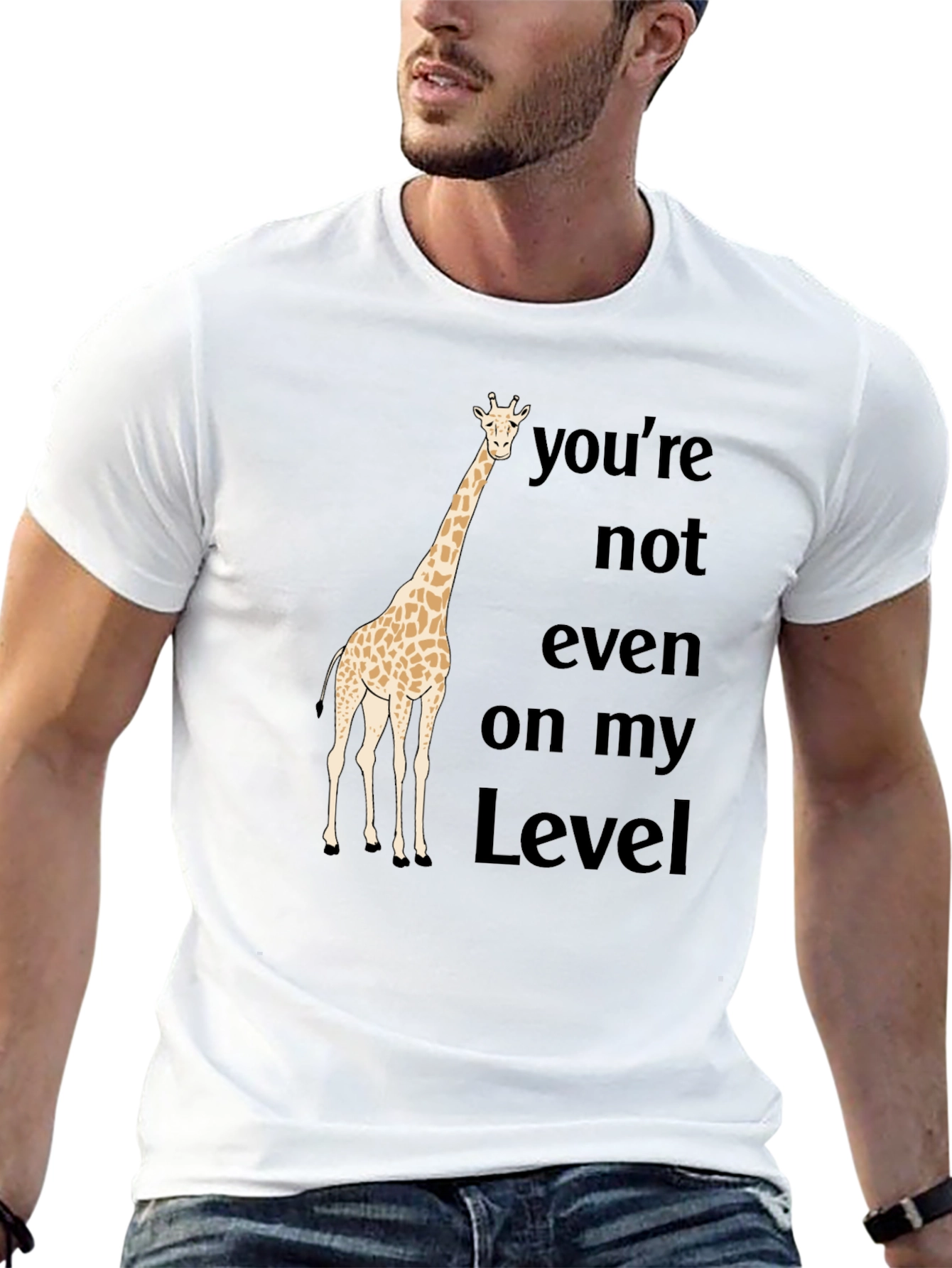 Funny Giraffe T-Shirt - Not On My Level Black Tee