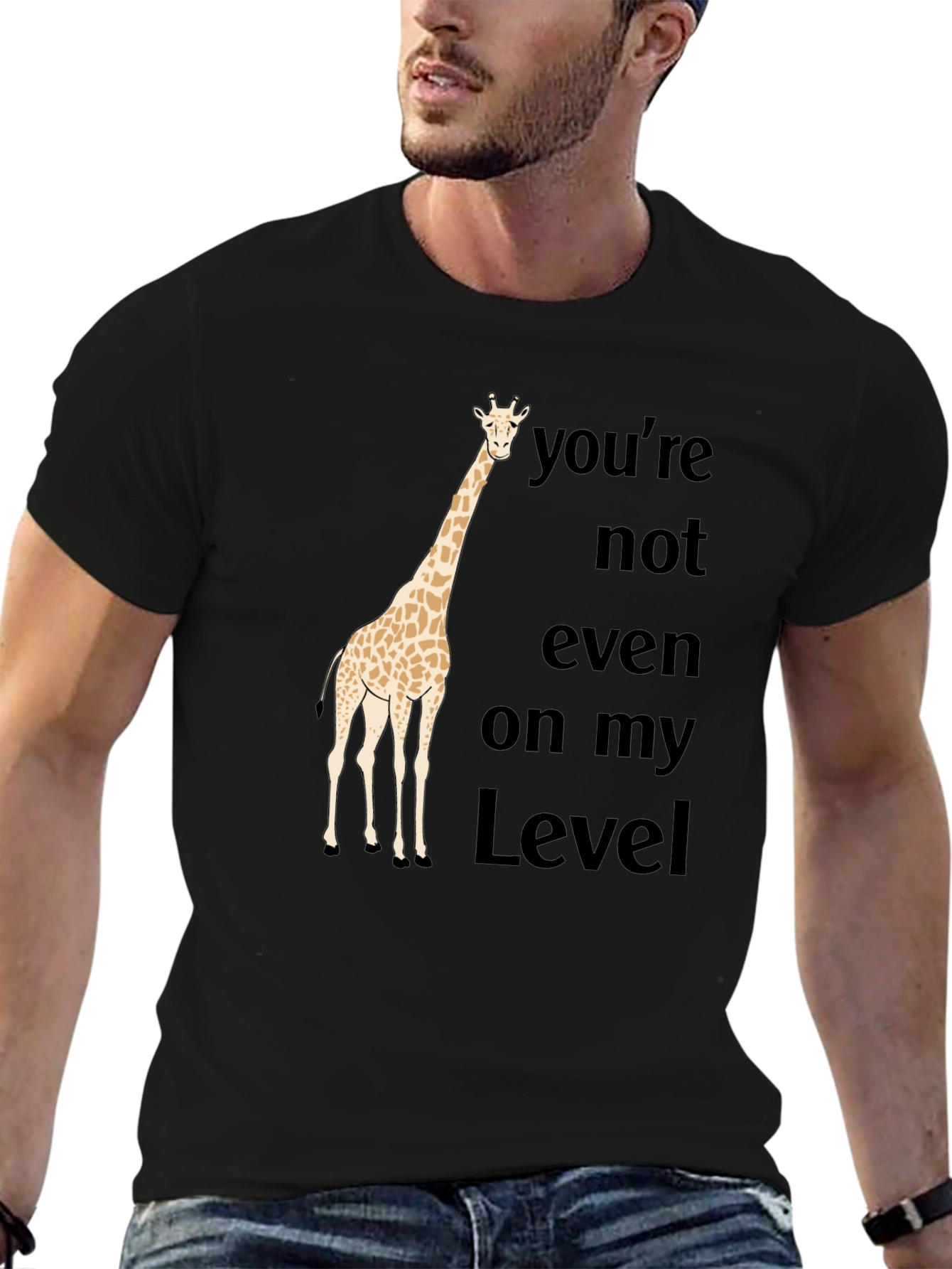 Funny Giraffe T-Shirt - Not On My Level Black Tee