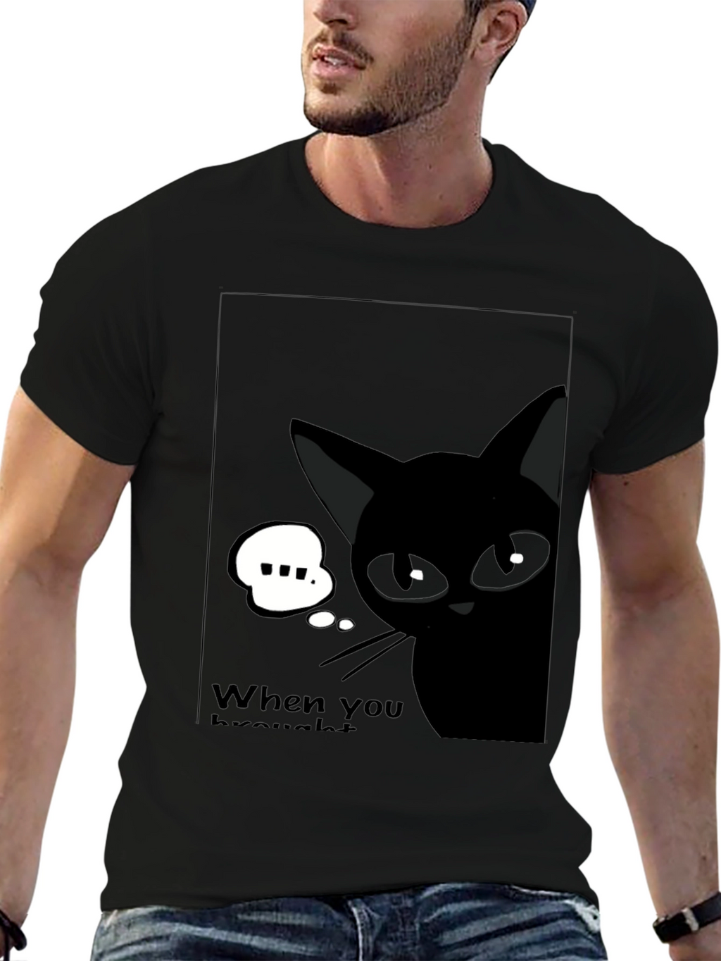 Black Cat Cartoon Graphic T-Shirt - Quirky Unisex Tee
