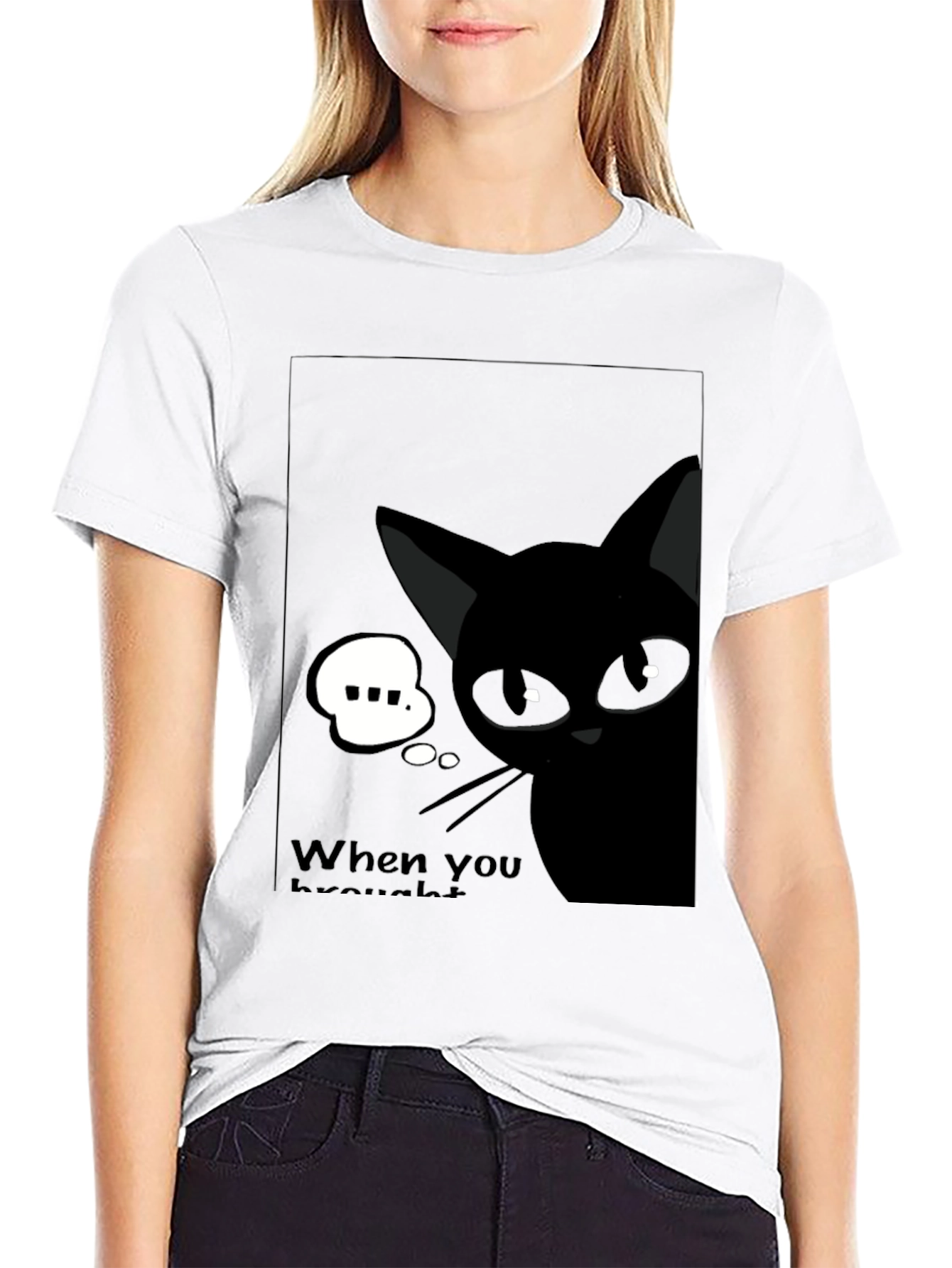Black Cat Cartoon Graphic T-Shirt - Quirky Unisex Tee