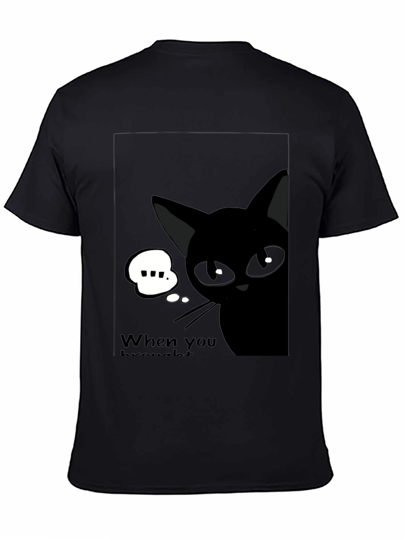 Black Cat Cartoon Graphic T-Shirt - Quirky Unisex Tee