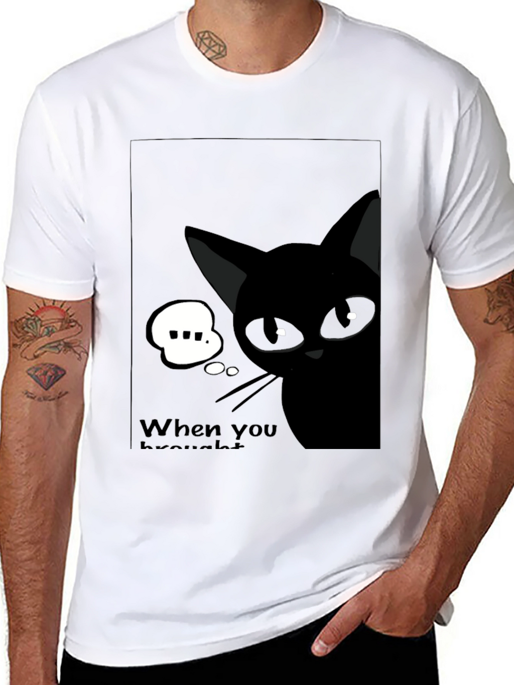 Black Cat Cartoon Graphic T-Shirt - Quirky Unisex Tee