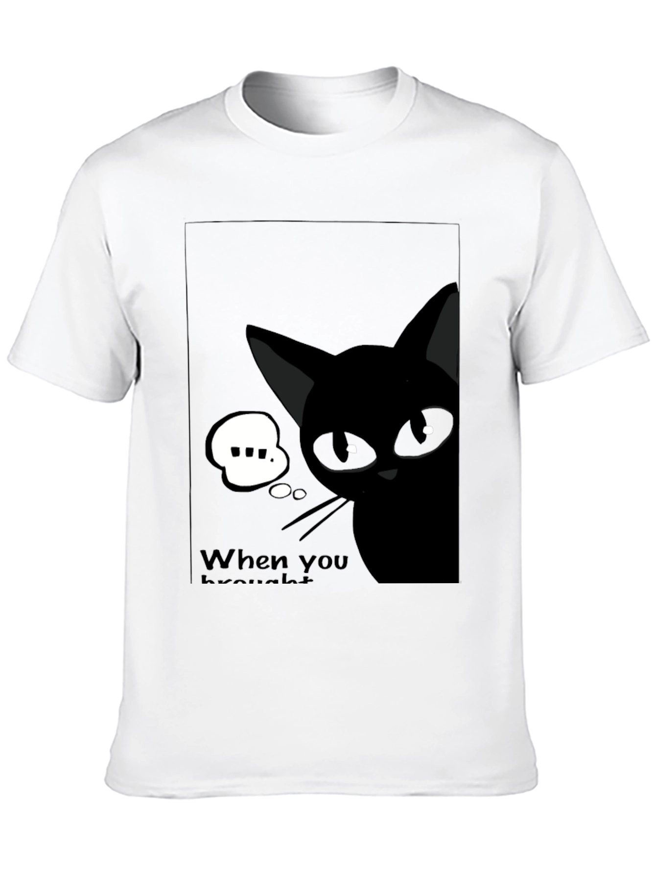 Black Cat Cartoon Graphic T-Shirt - Quirky Unisex Tee