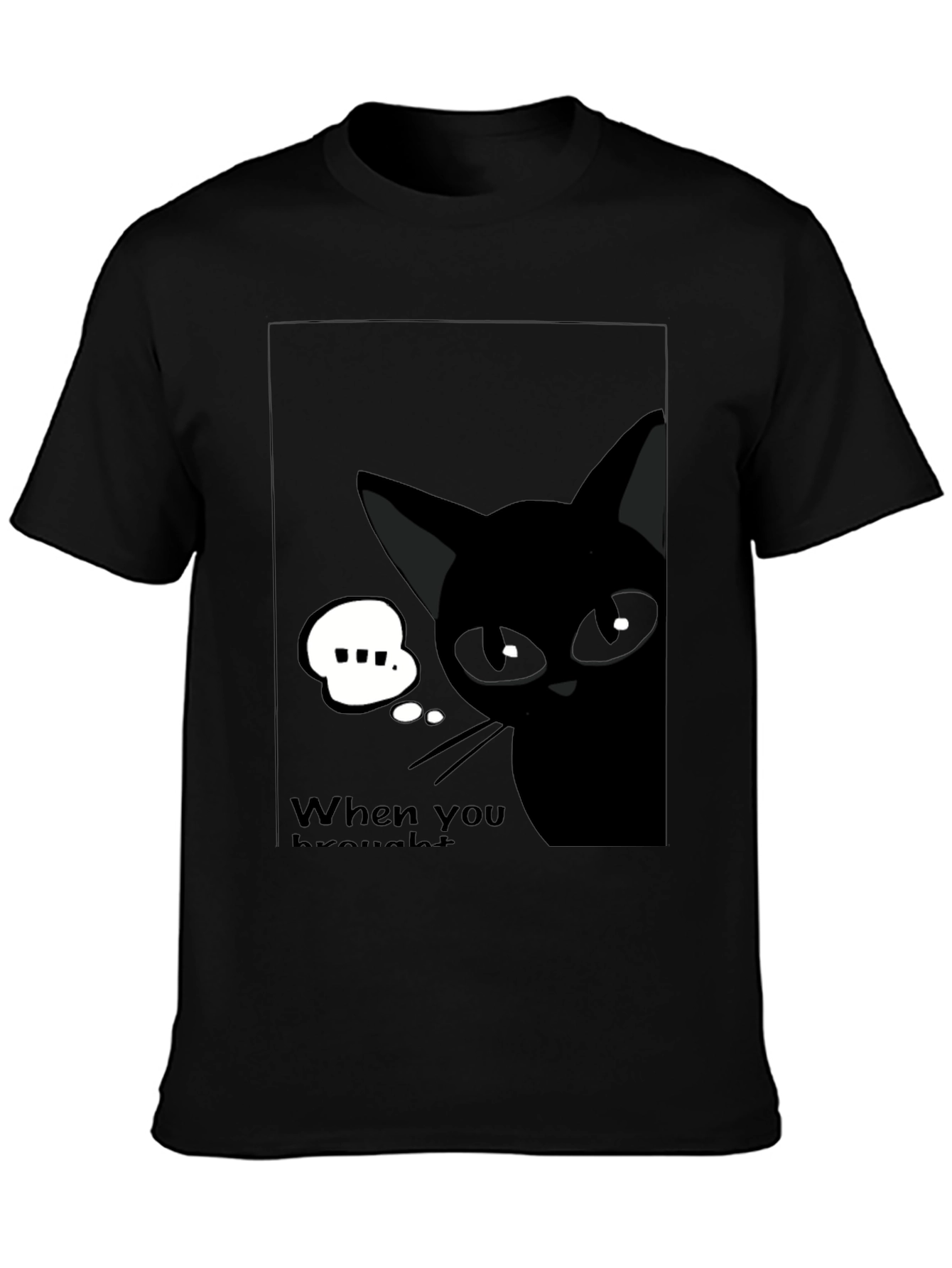 Black Cat Cartoon Graphic T-Shirt - Quirky Unisex Tee