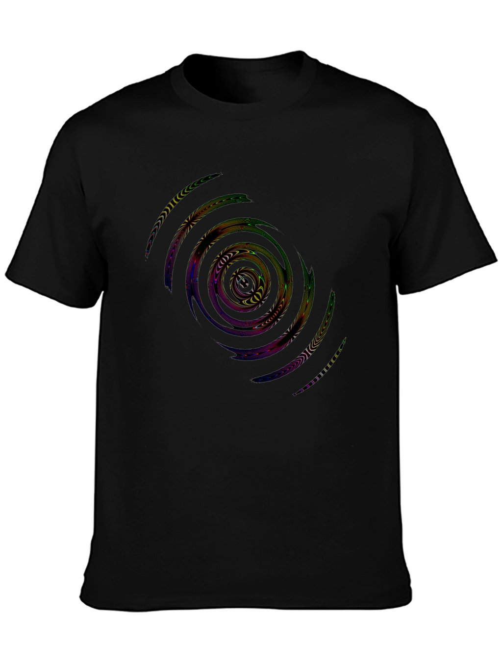 Abstract Spiral Graphic Black T-Shirt