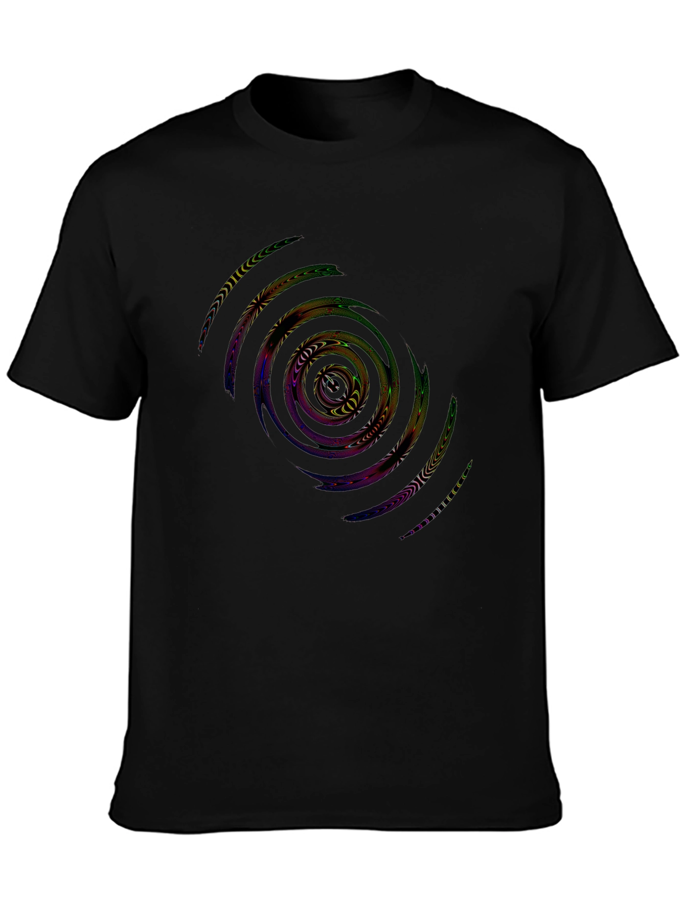 Abstract Spiral Graphic Black T-Shirt