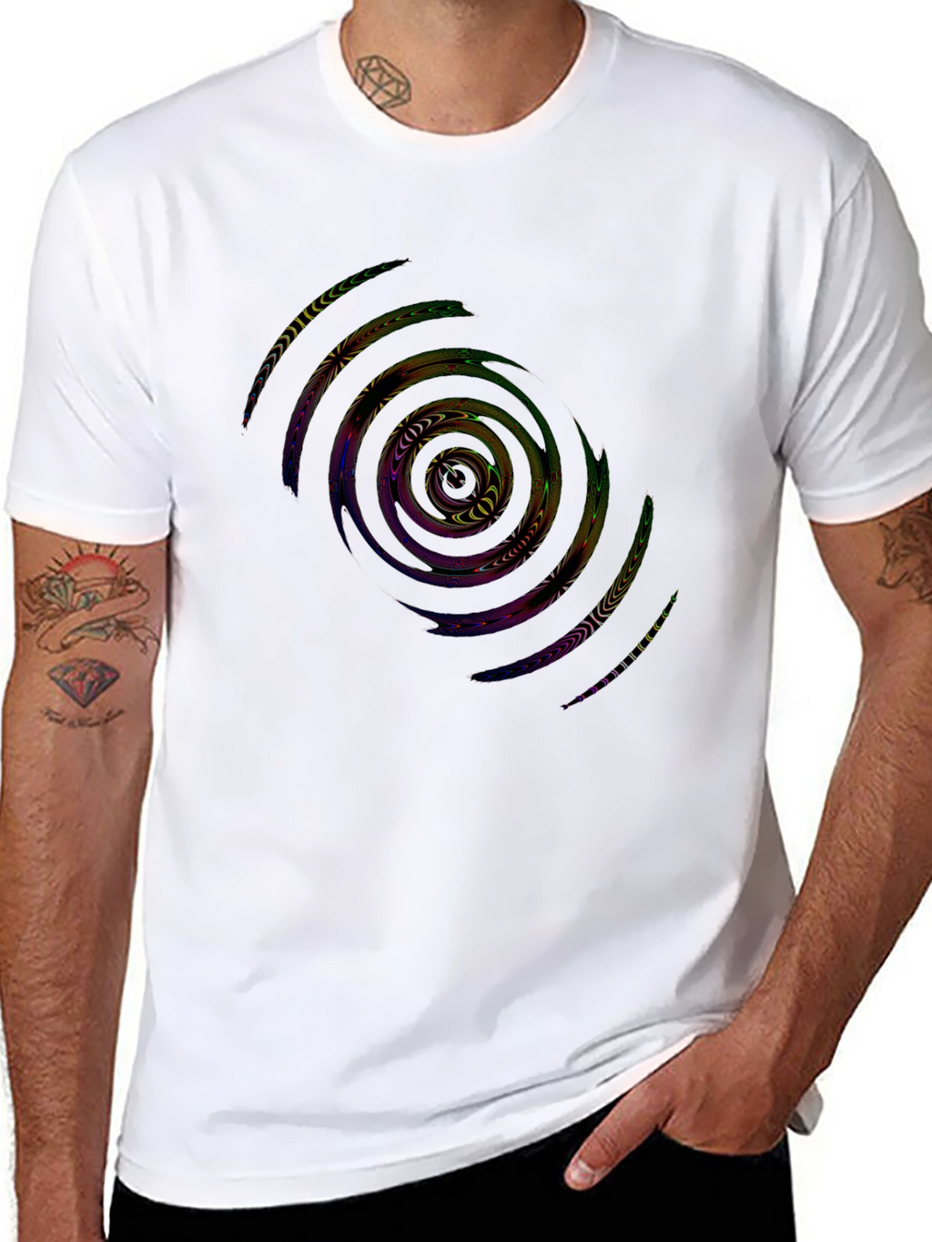 Abstract Spiral Graphic Black T-Shirt
