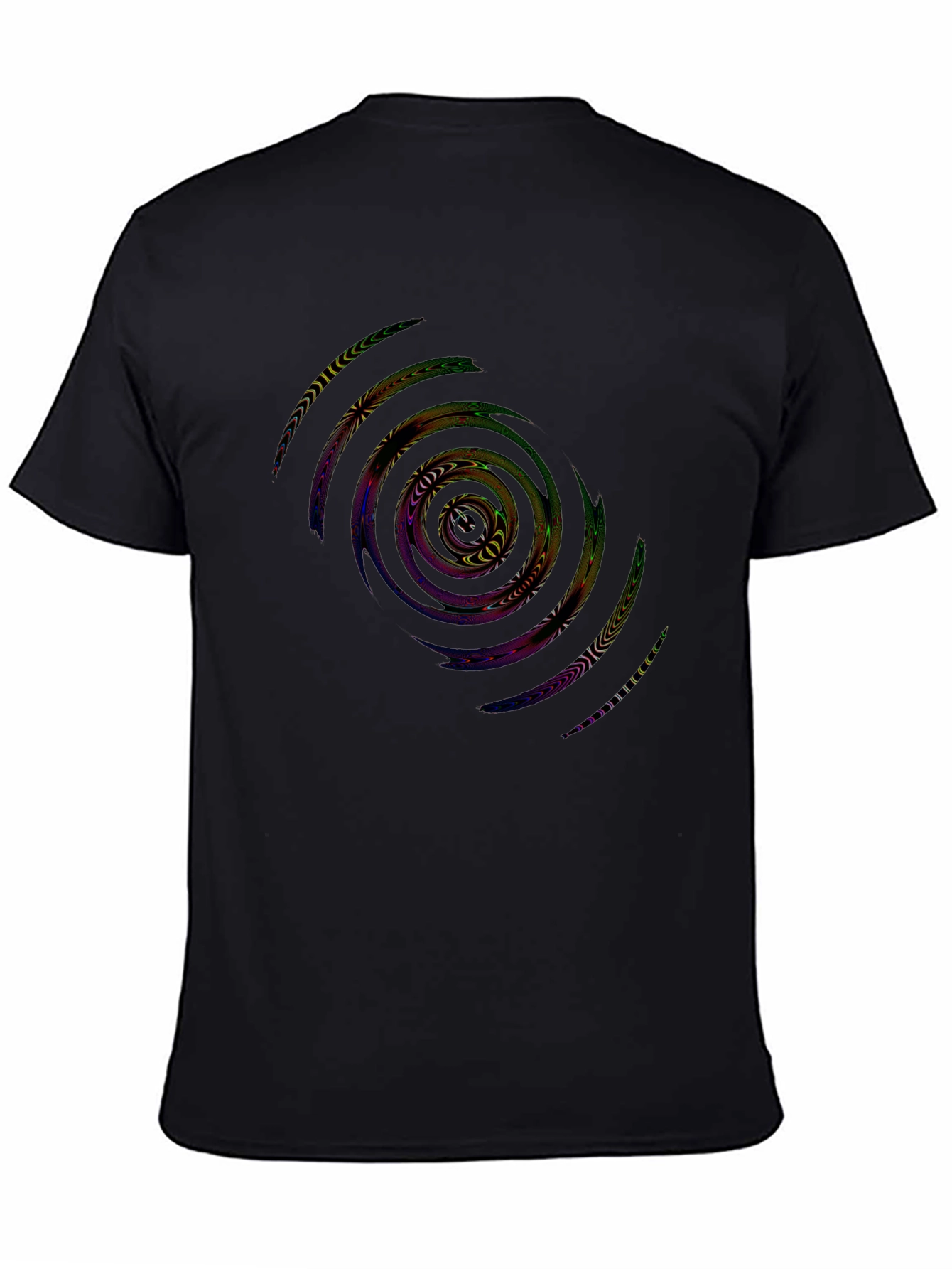 Abstract Spiral Graphic Black T-Shirt