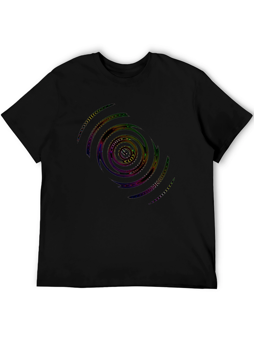 Abstract Spiral Graphic Black T-Shirt
