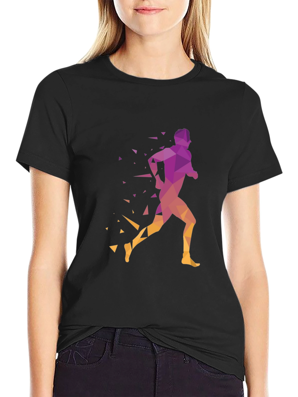 Geometric Runner Graphic Black T-Shirt