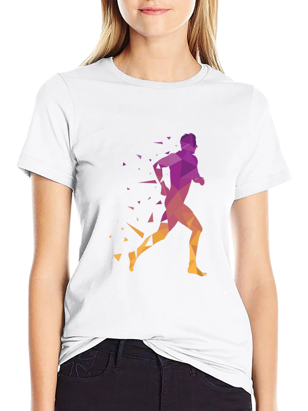 Geometric Runner Graphic Black T-Shirt