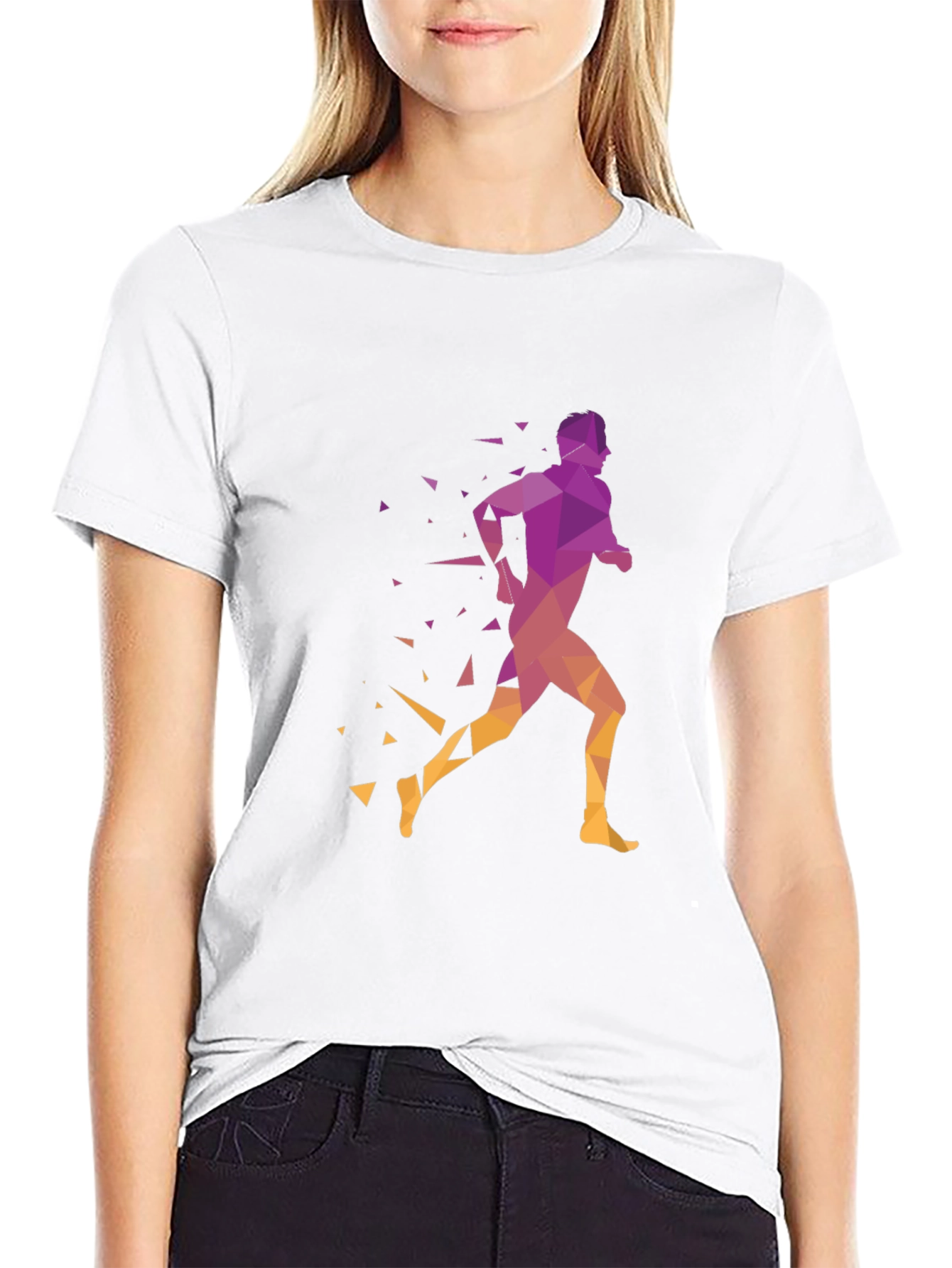 Geometric Runner Graphic Black T-Shirt