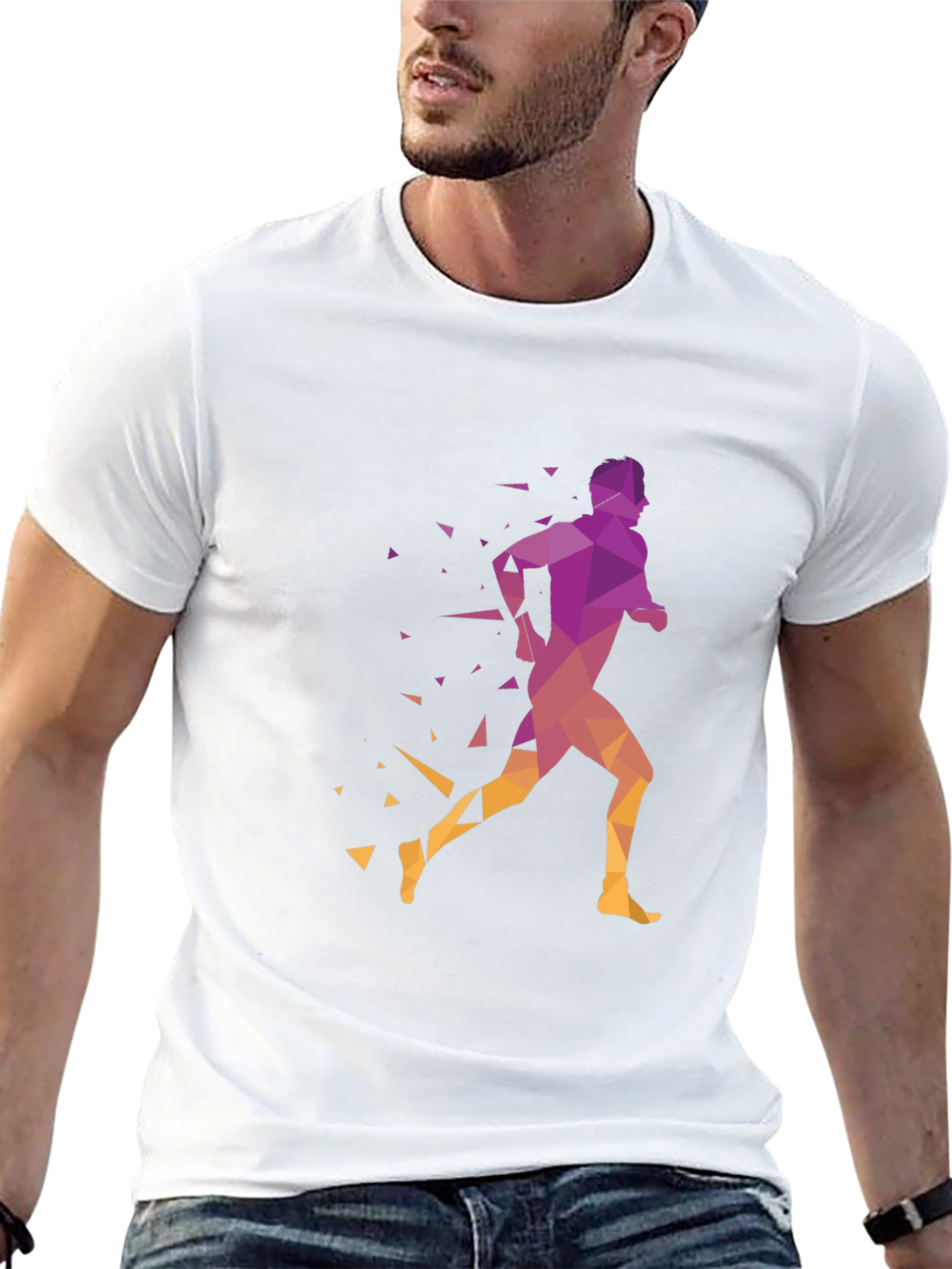 Geometric Runner Graphic Black T-Shirt