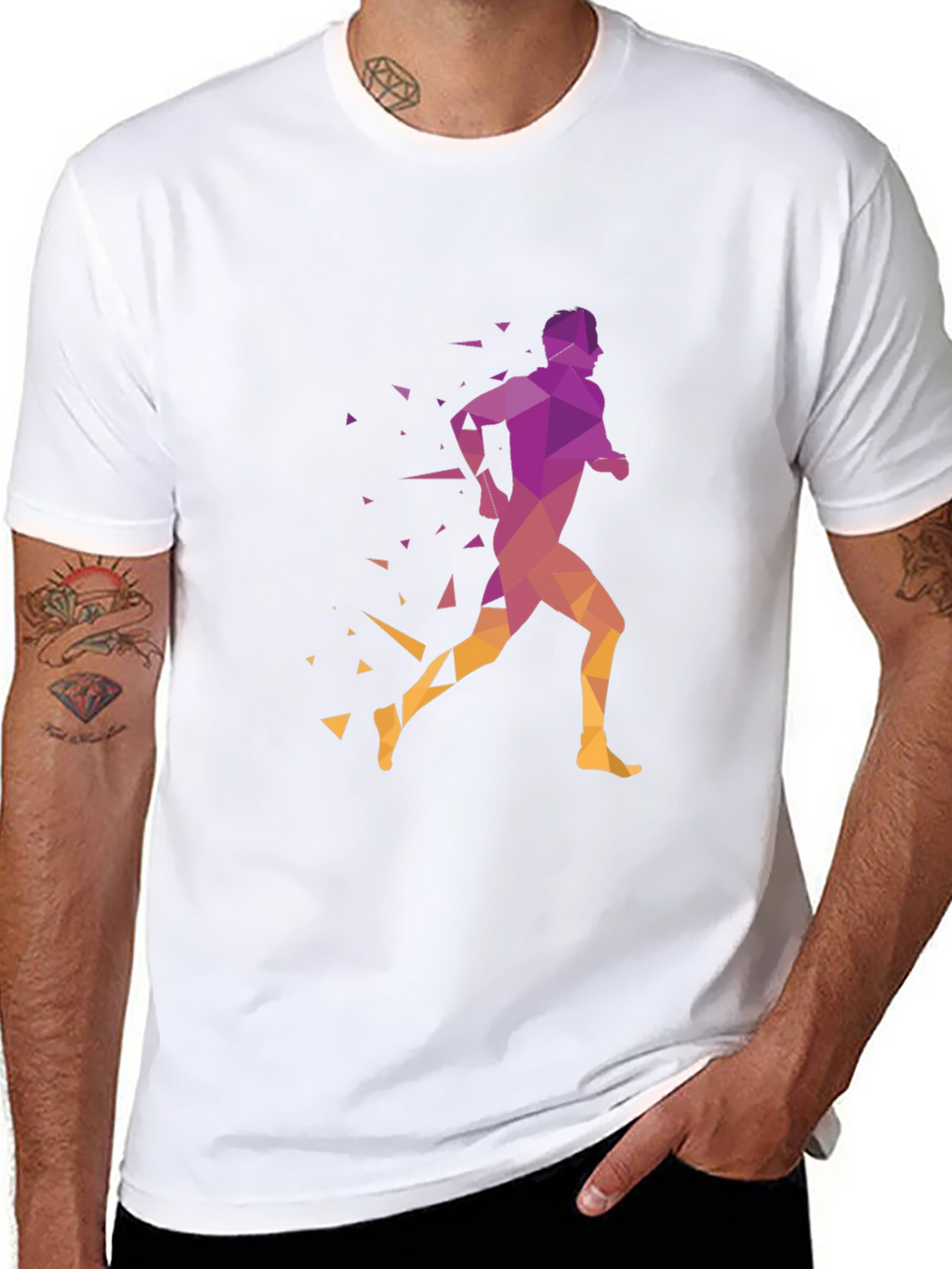 Geometric Runner Graphic Black T-Shirt