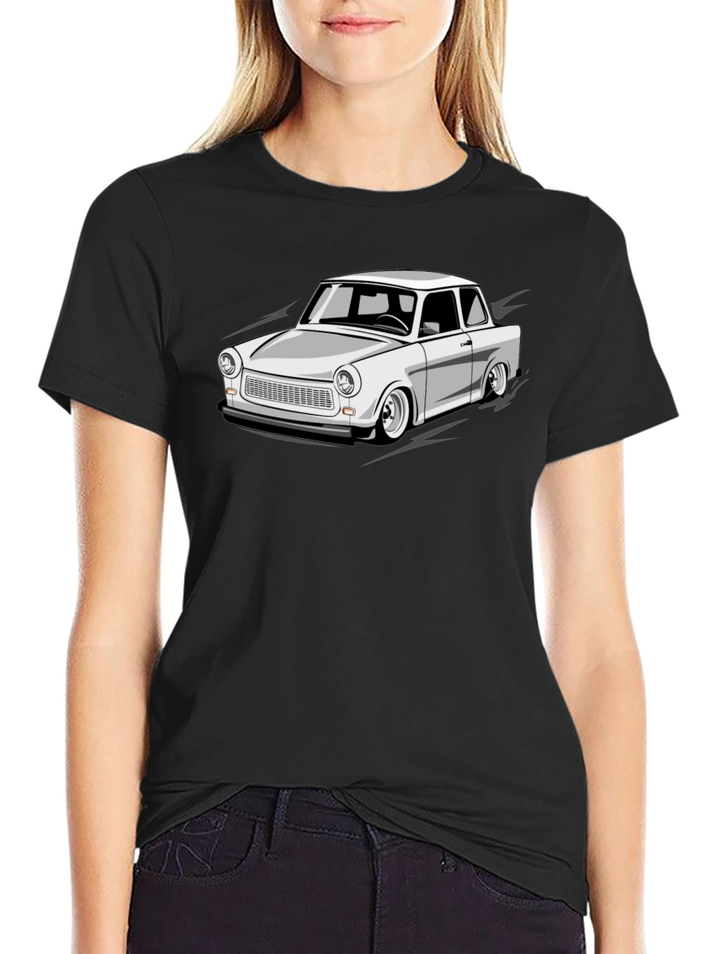 Trabant Car Graphic Tee - Black Cotton Blend T-Shirt