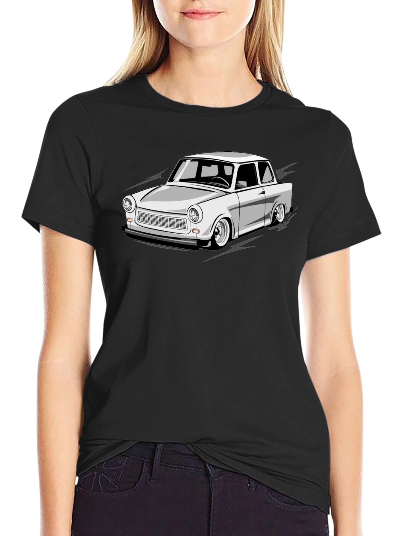 Trabant Car Graphic Tee - Black Cotton Blend T-Shirt