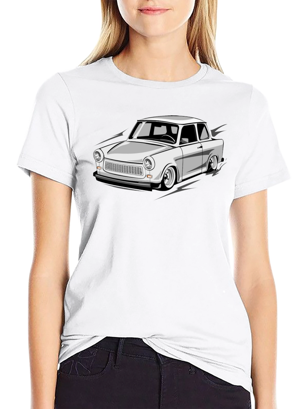 Trabant Car Graphic Tee - Black Cotton Blend T-Shirt