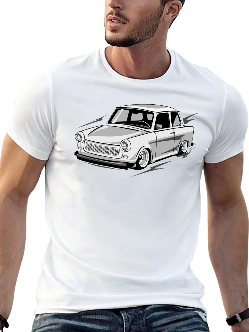 Trabant Car Graphic Tee - Black Cotton Blend T-Shirt