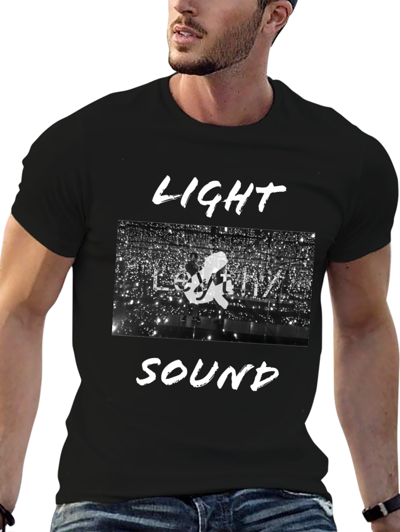 Light & Sound Graphic Tee - Black Cotton Blend