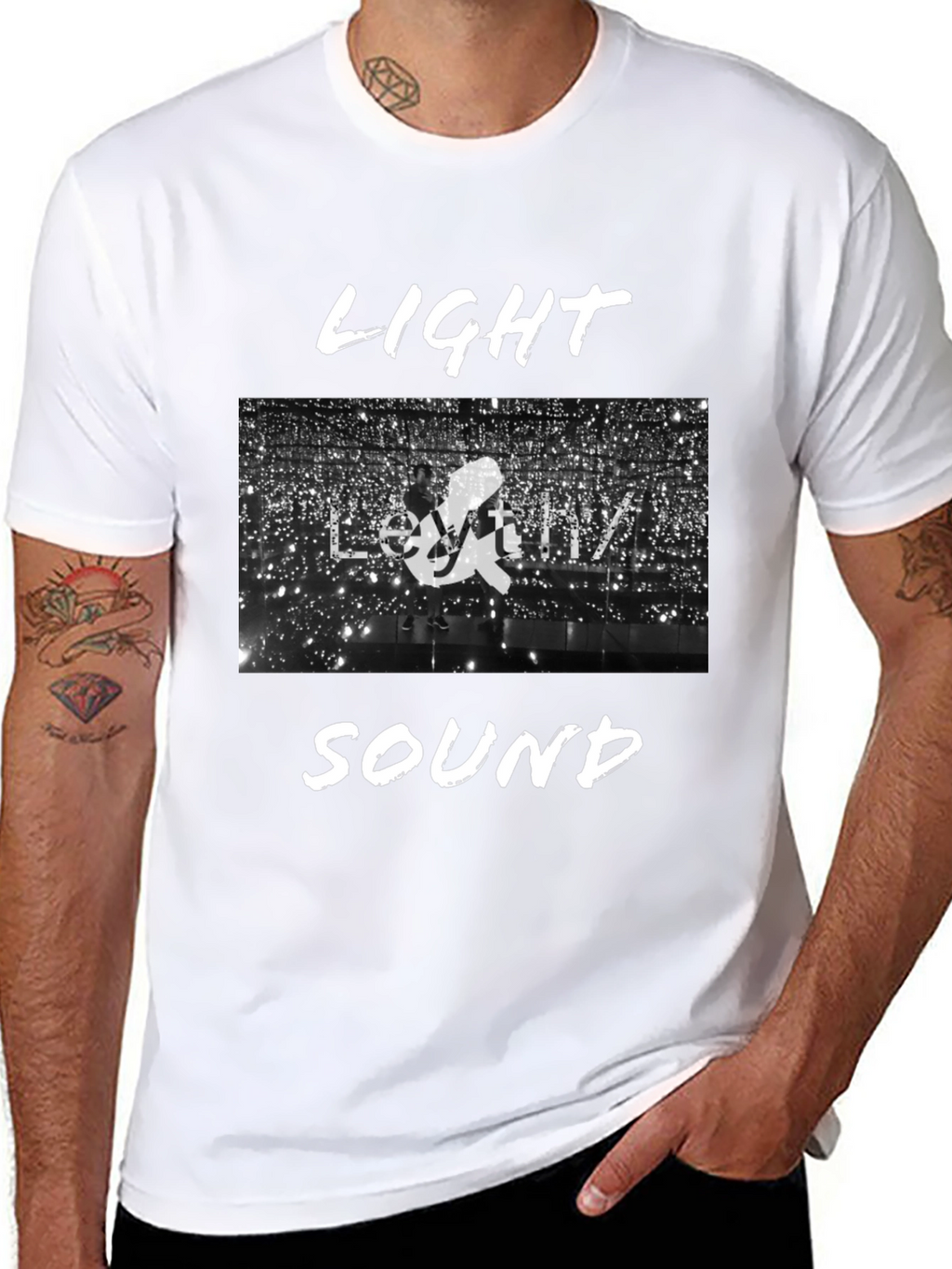 Light & Sound Graphic Tee - Black Cotton Blend