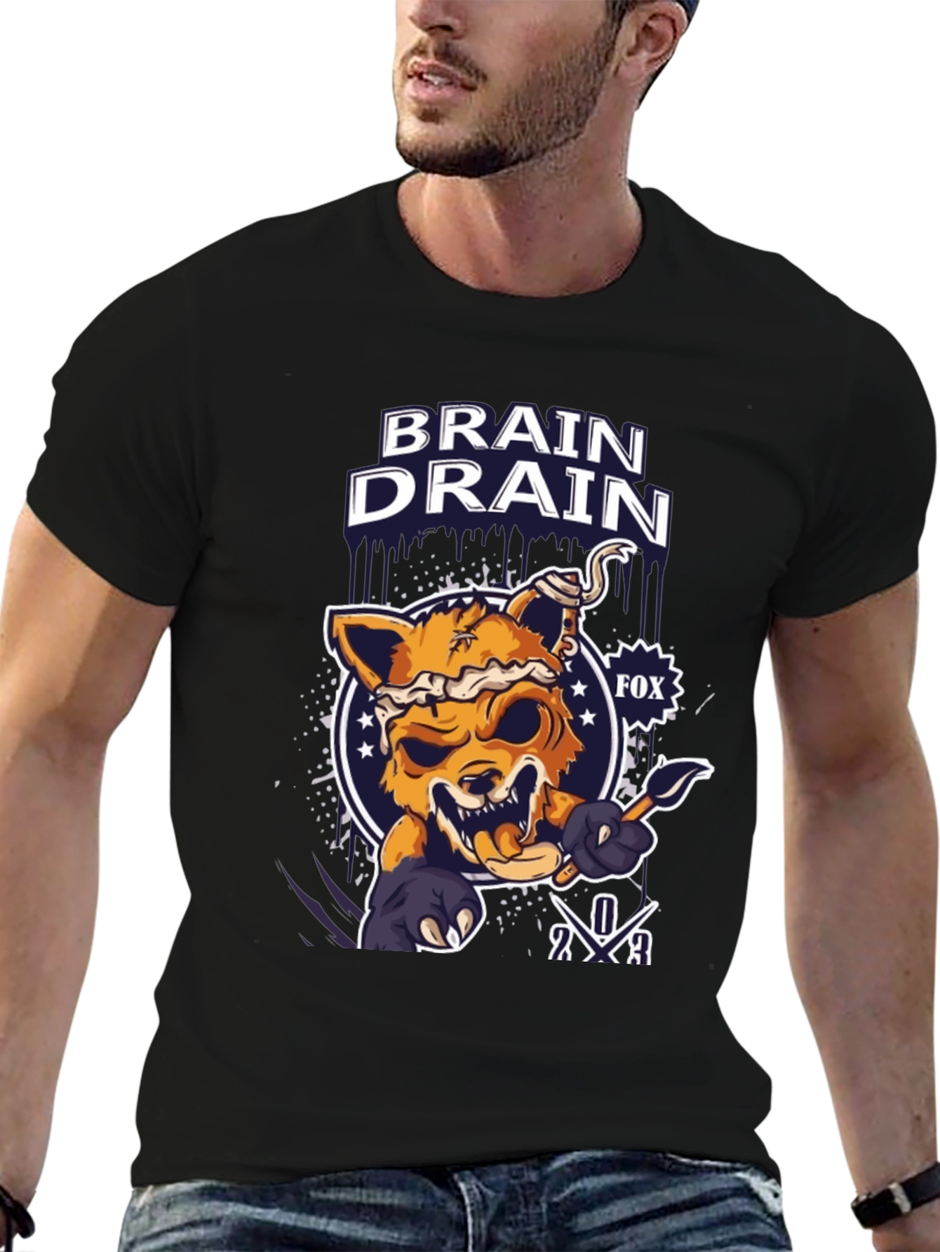 Brain Drain Fox Graphic T-Shirt