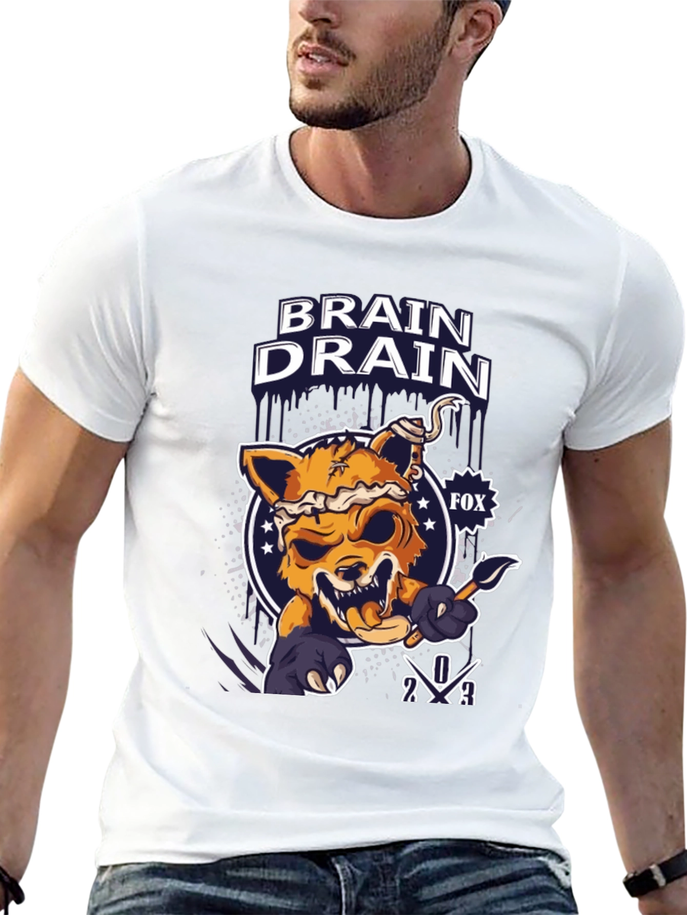 Brain Drain Fox Graphic T-Shirt