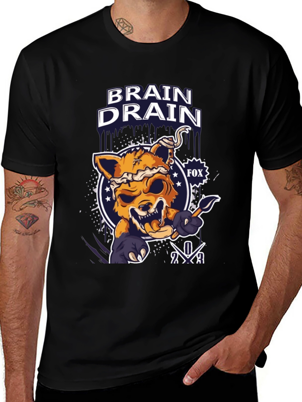 Brain Drain Fox Graphic T-Shirt