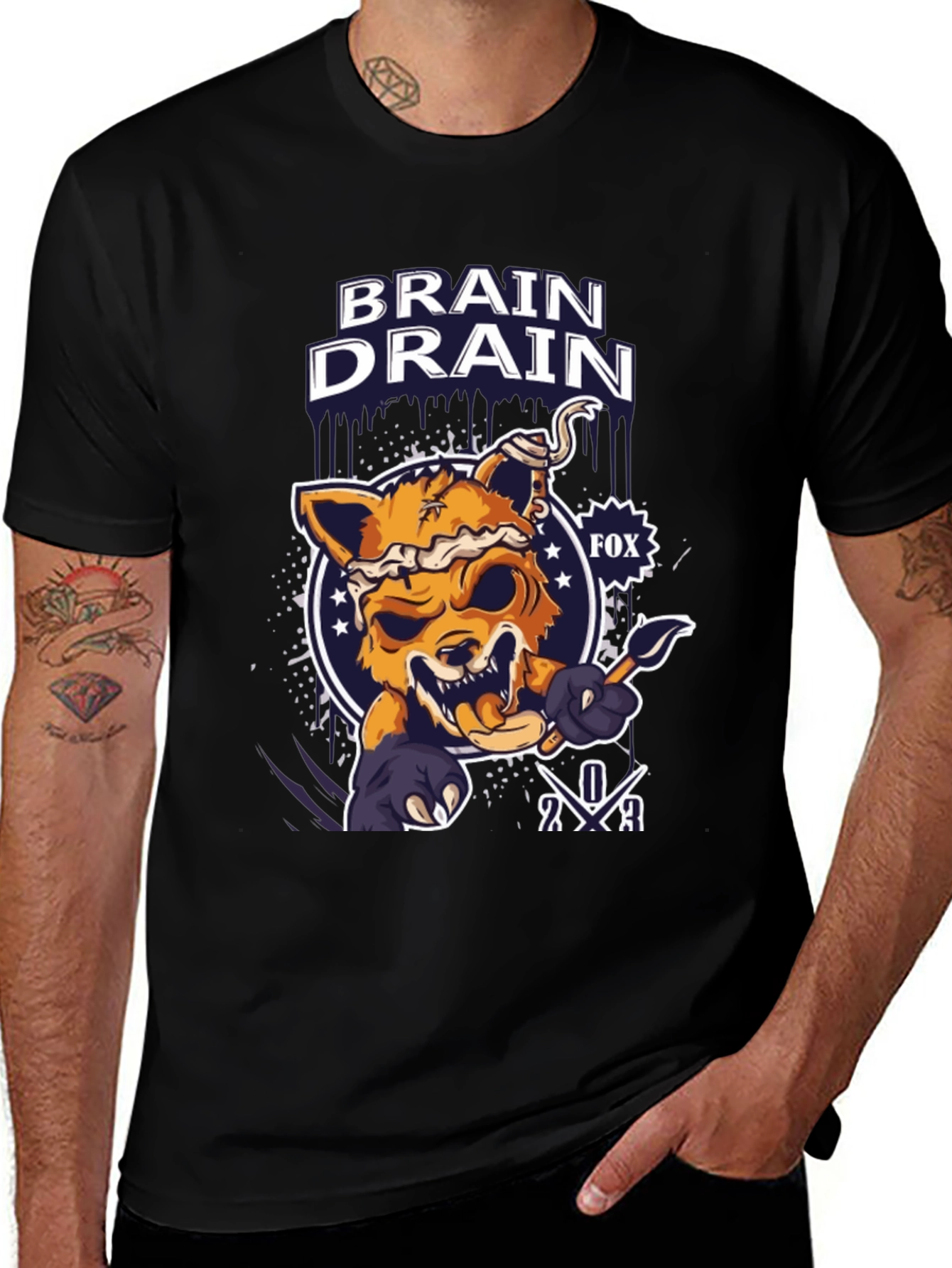 Brain Drain Fox Graphic T-Shirt