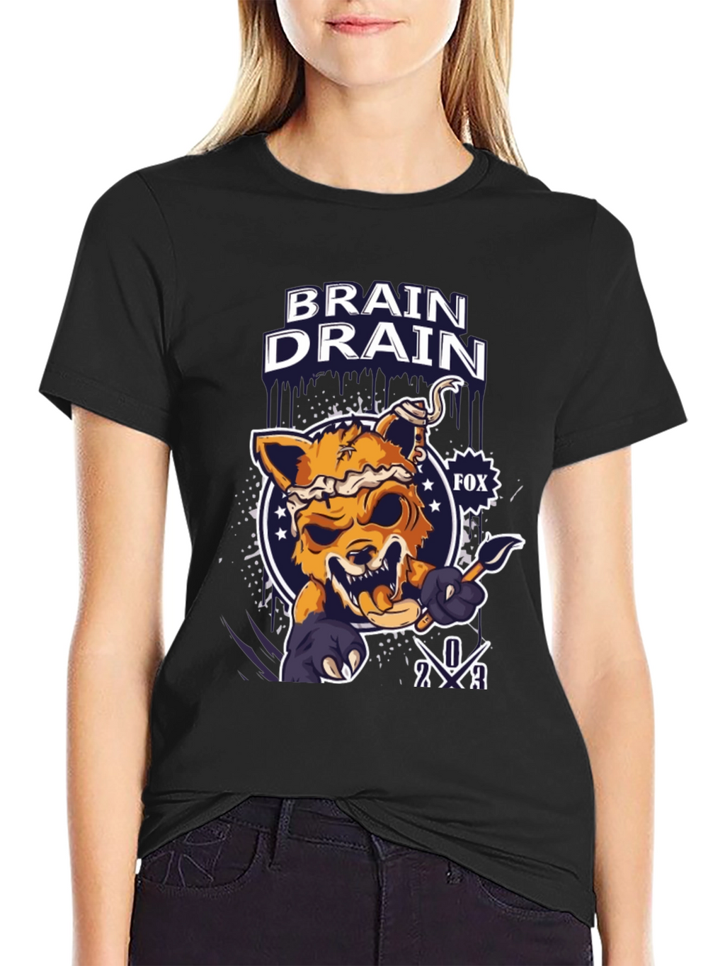 Brain Drain Fox Graphic T-Shirt